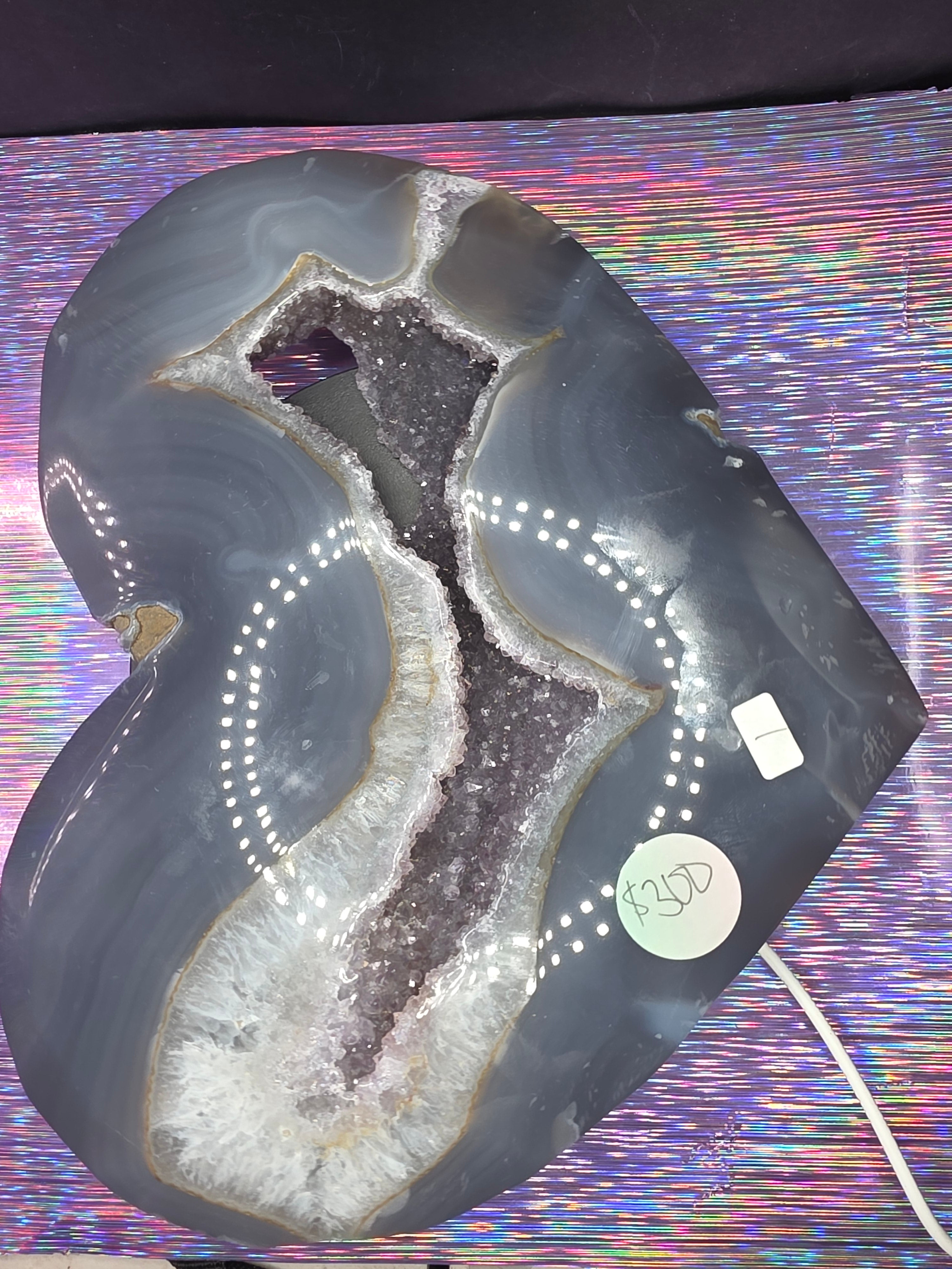 Huge Amethyst Agate Heart with Stand