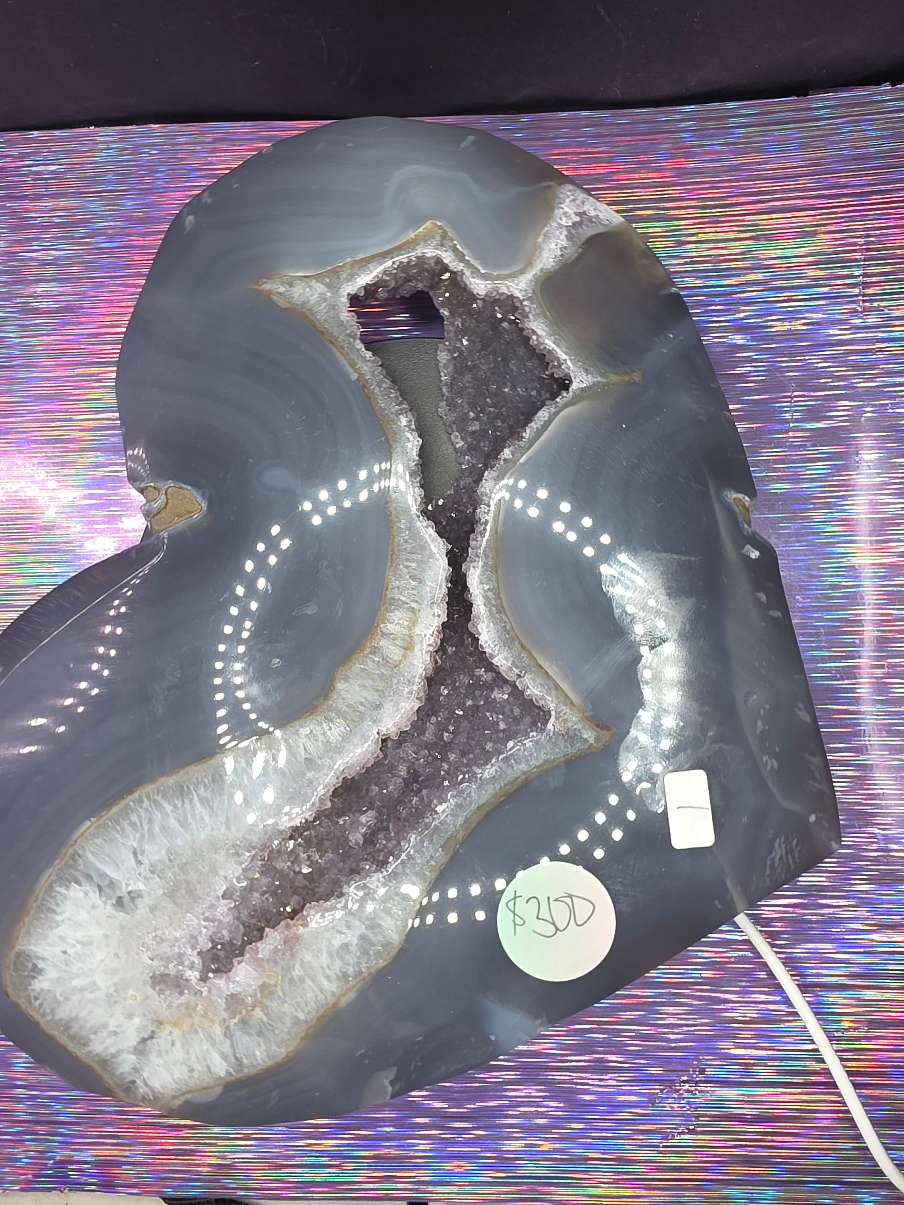 Huge Amethyst Agate Heart with Stand