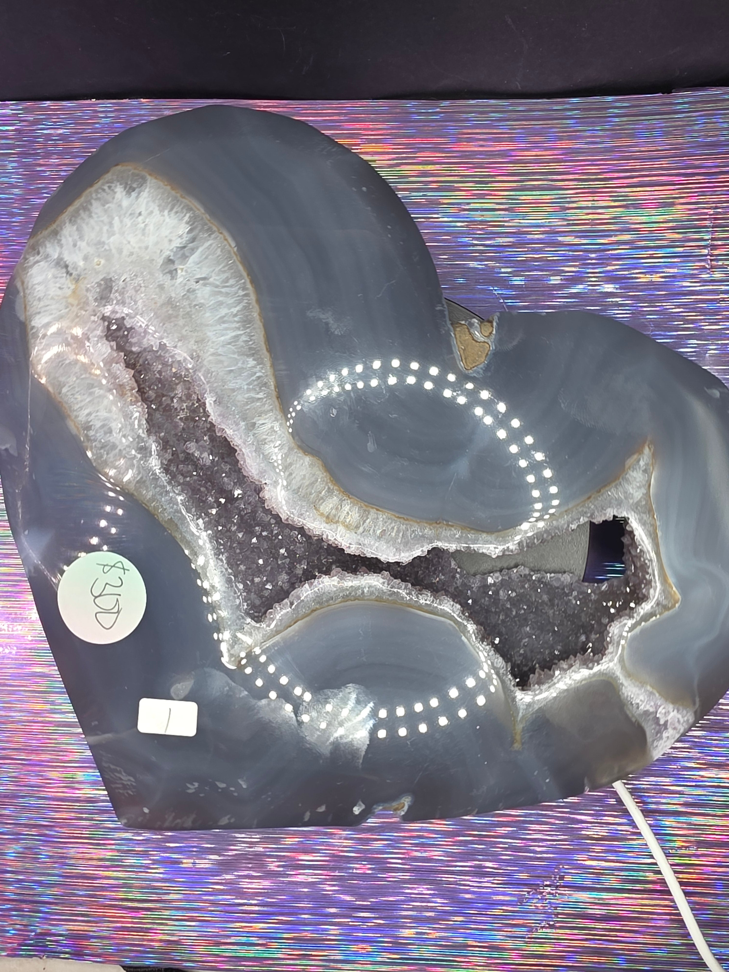 Huge Amethyst Agate Heart with Stand