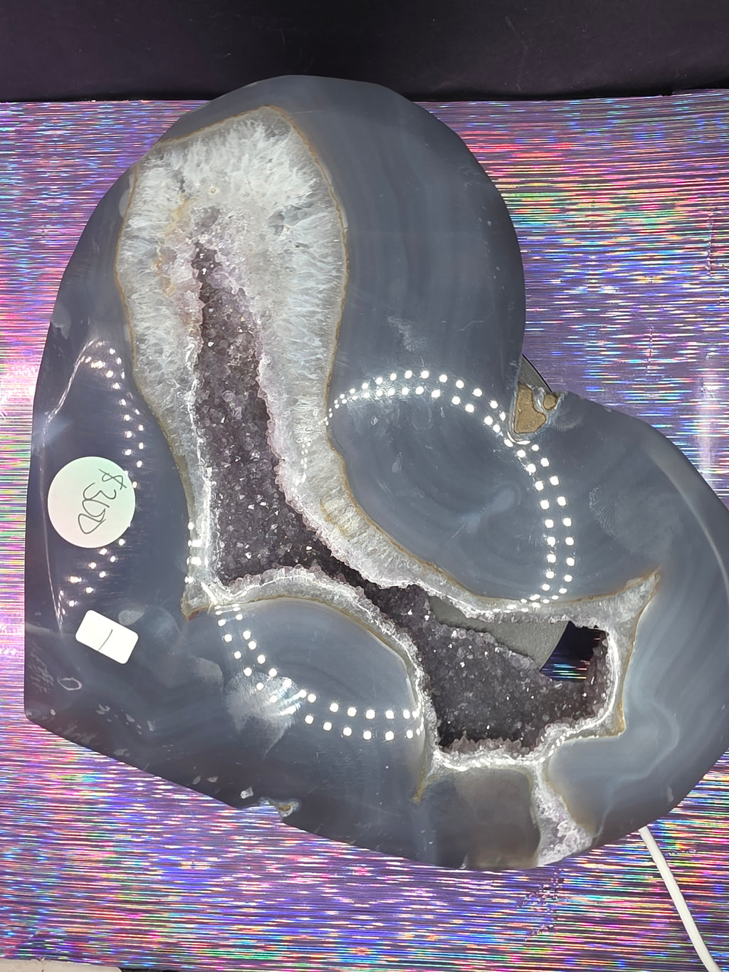 Huge Amethyst Agate Heart with Stand