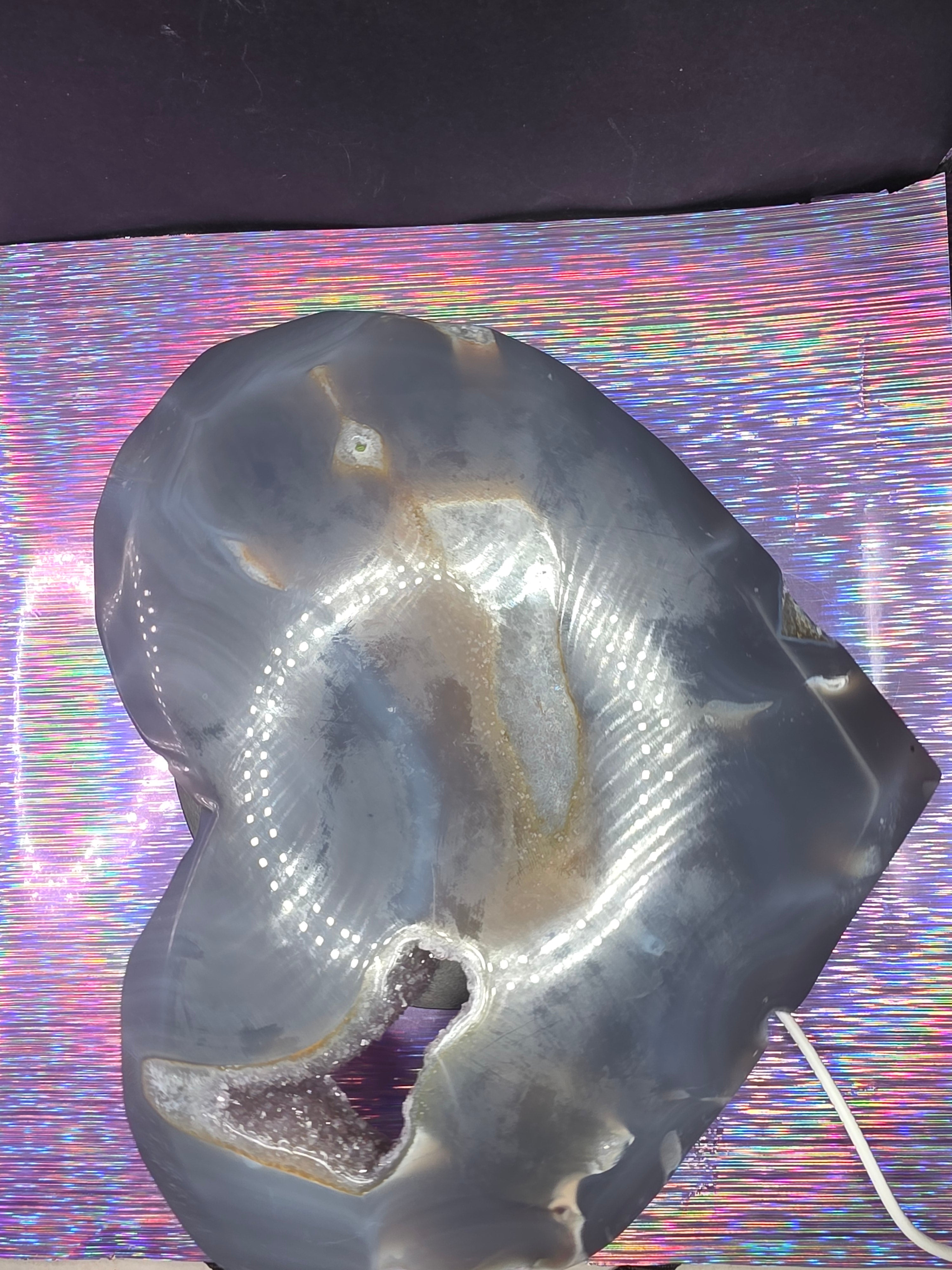 Huge Amethyst Agate Heart with Stand