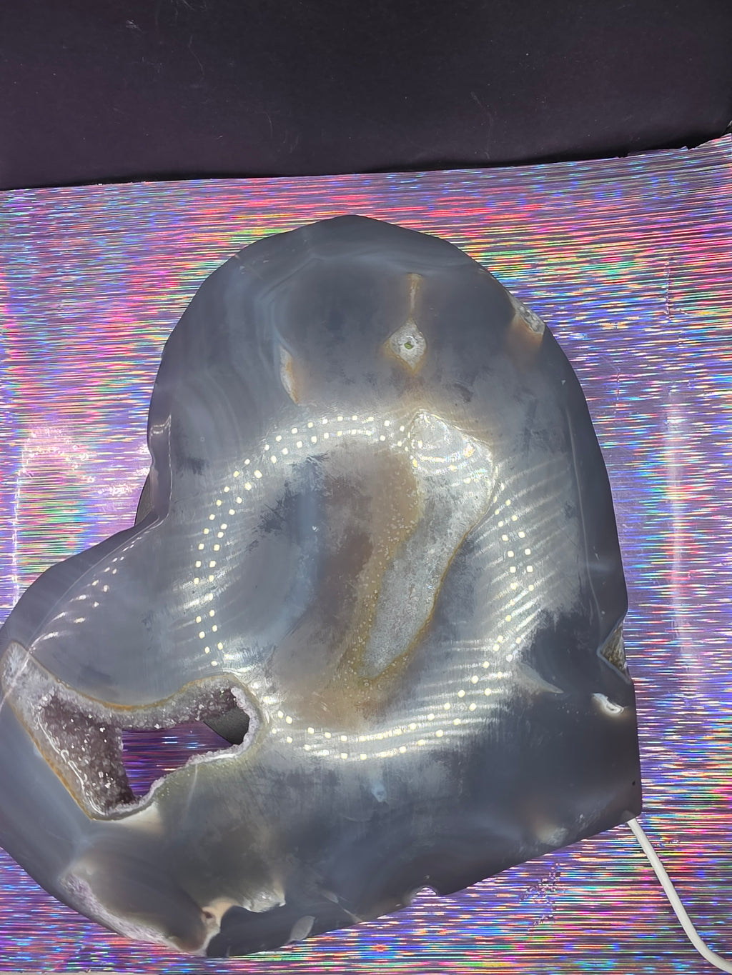 Huge Amethyst Agate Heart with Stand
