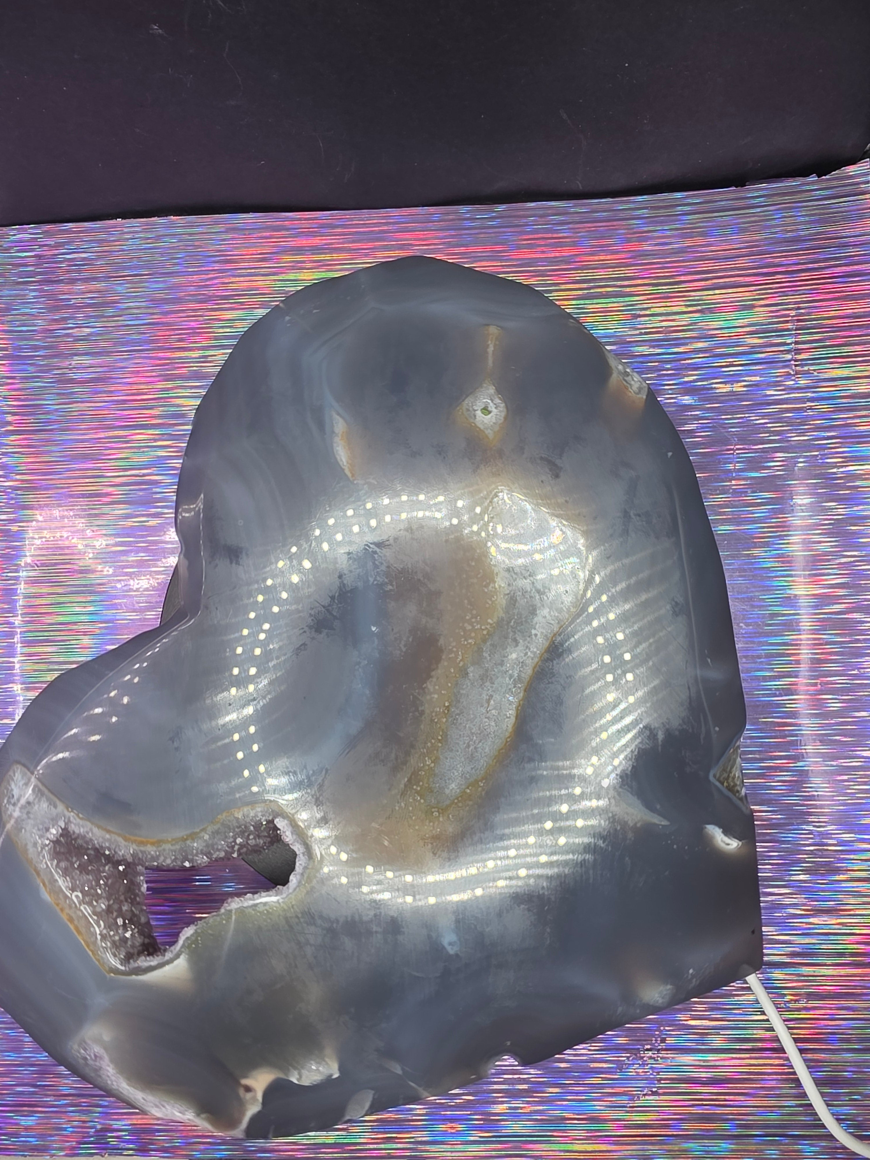 Huge Amethyst Agate Heart with Stand