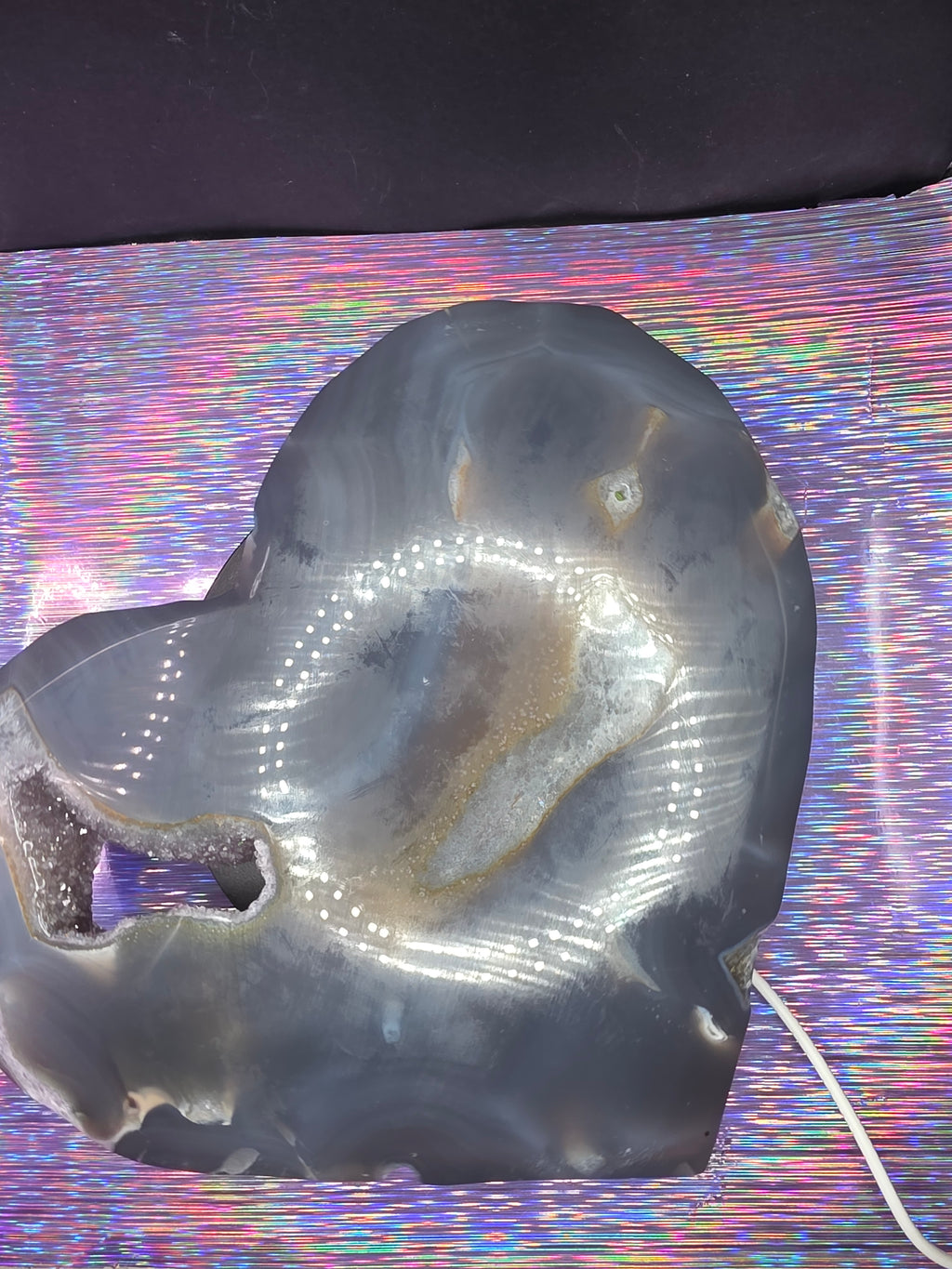 Huge Amethyst Agate Heart with Stand