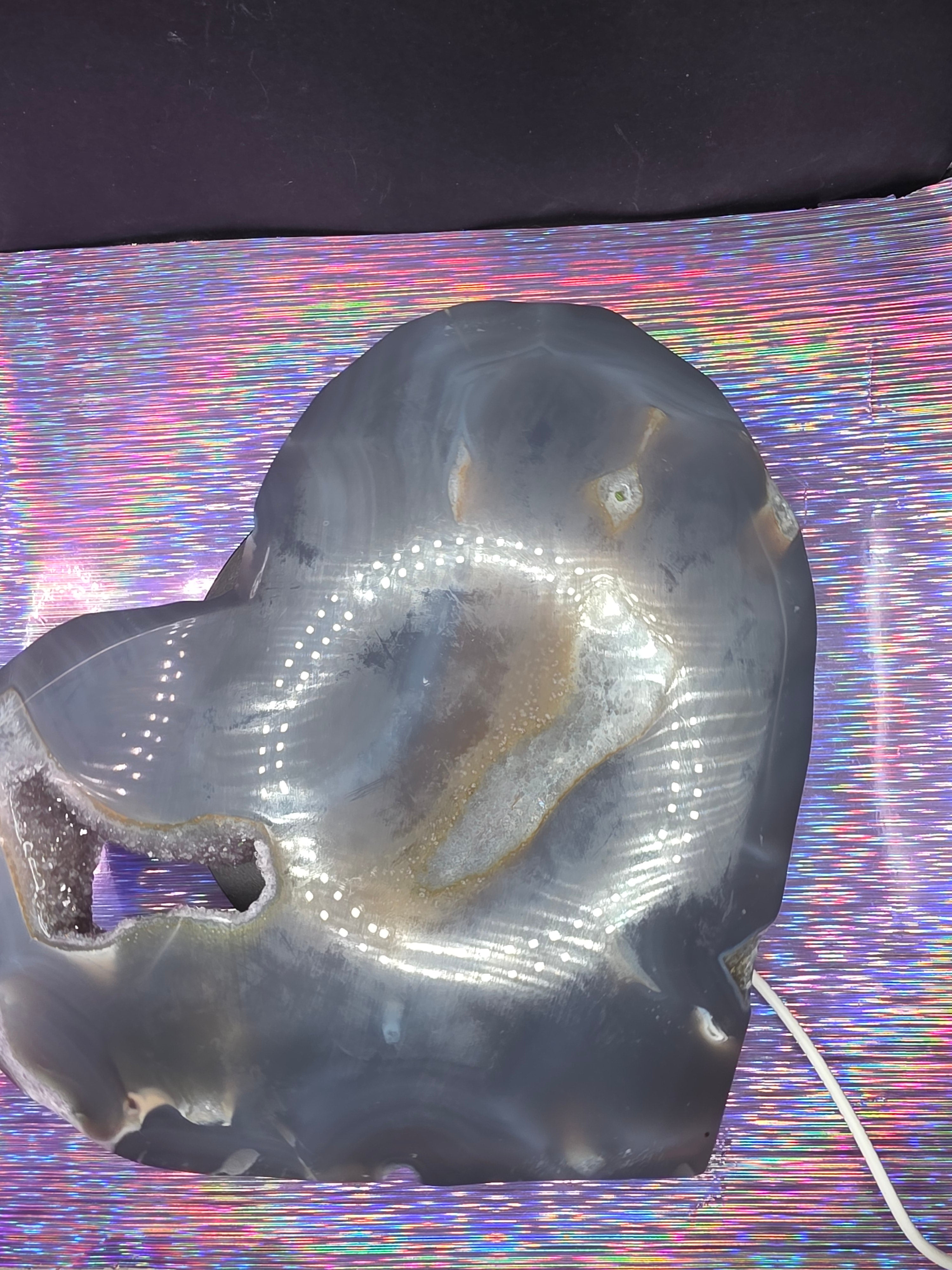 Huge Amethyst Agate Heart with Stand