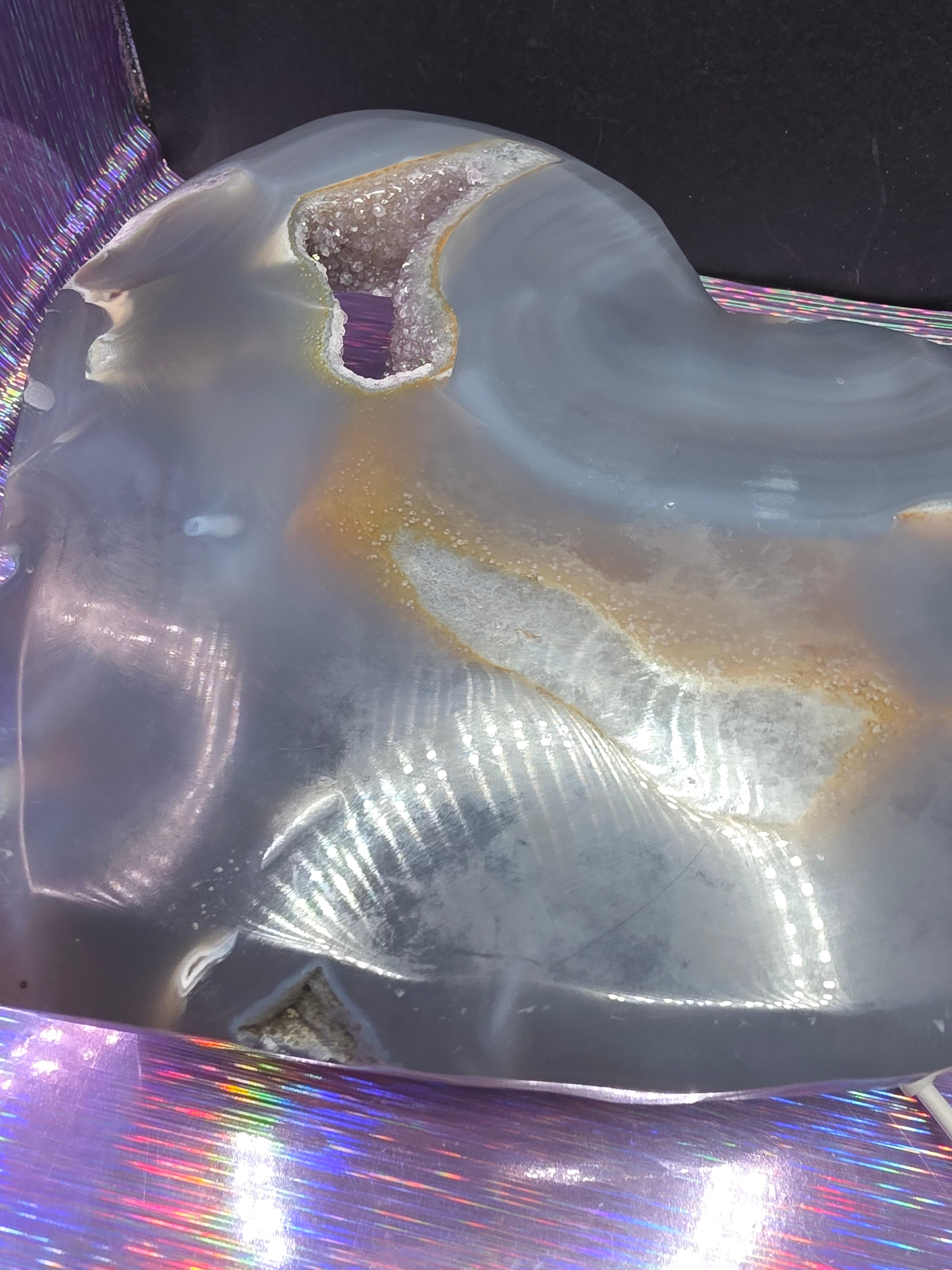 Huge Amethyst Agate Heart with Stand
