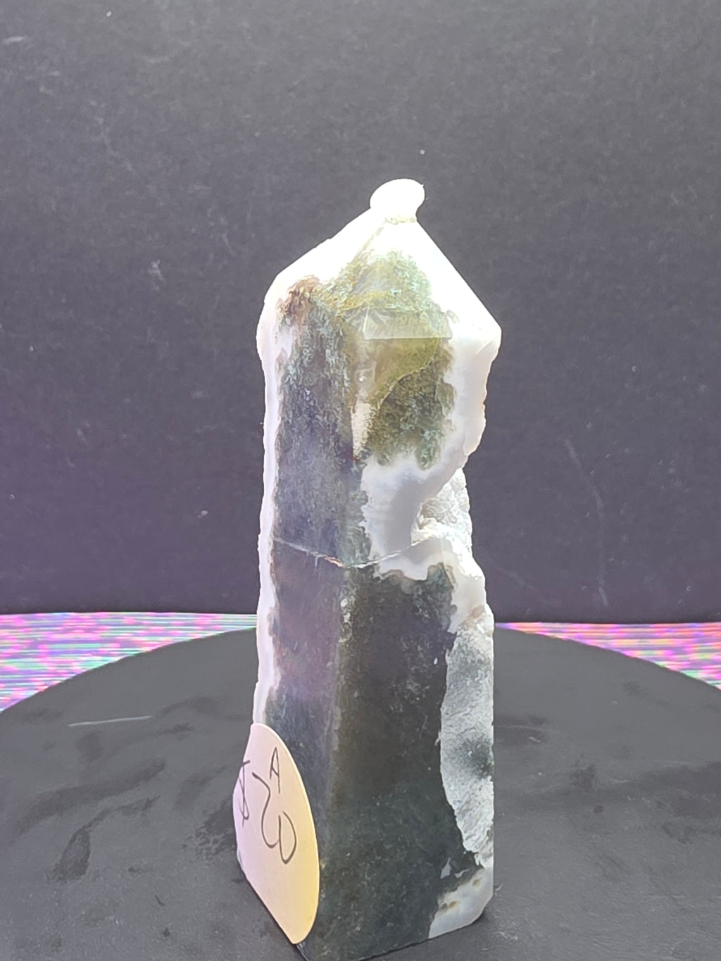 Moss Agate with Druzy Chalcedony Tower A
