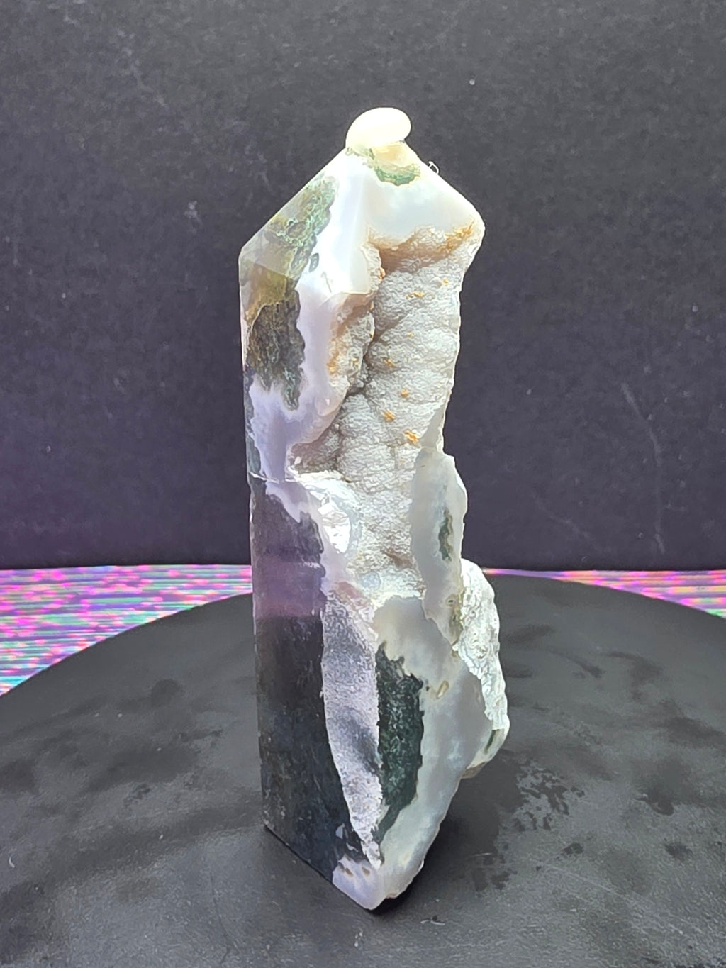 Moss Agate with Druzy Chalcedony Tower A