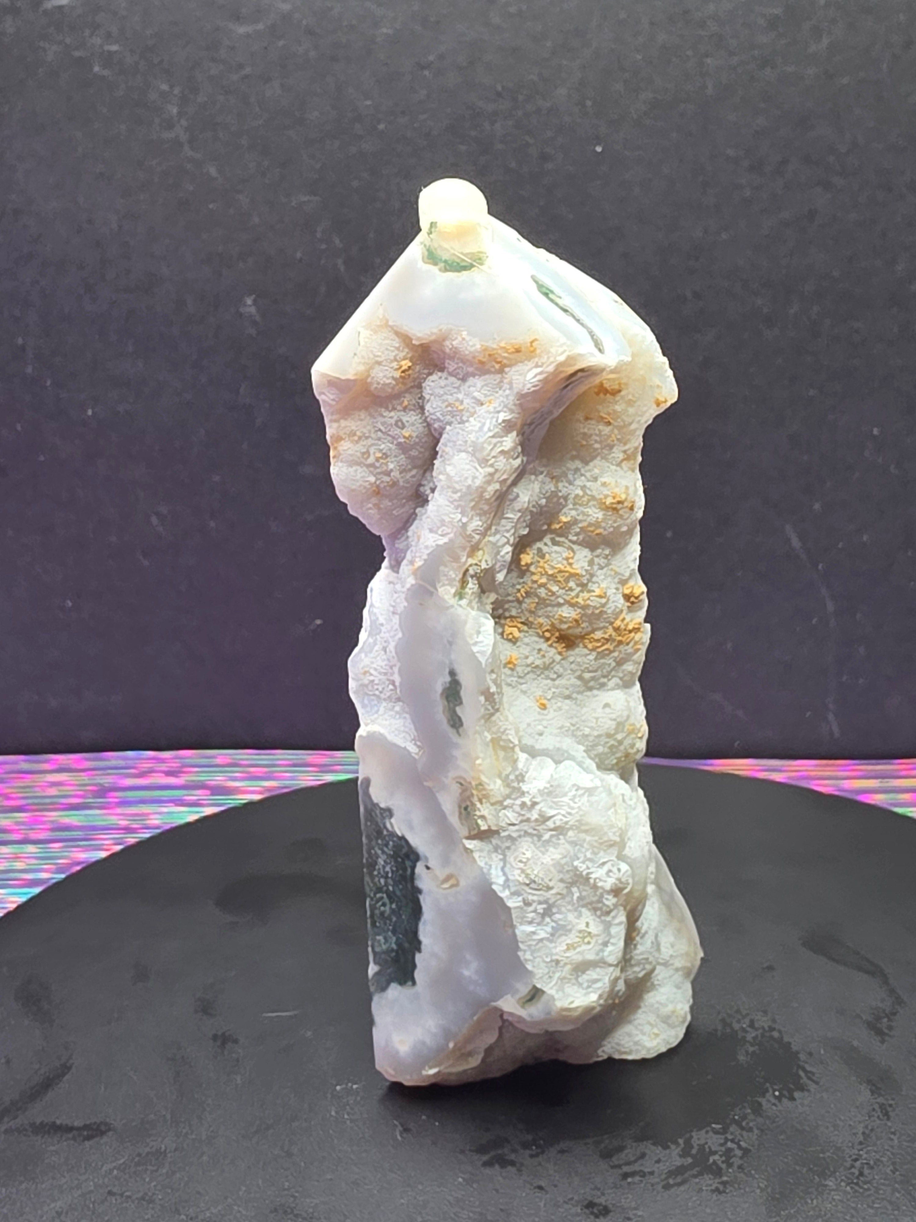 Moss Agate with Druzy Chalcedony Tower A