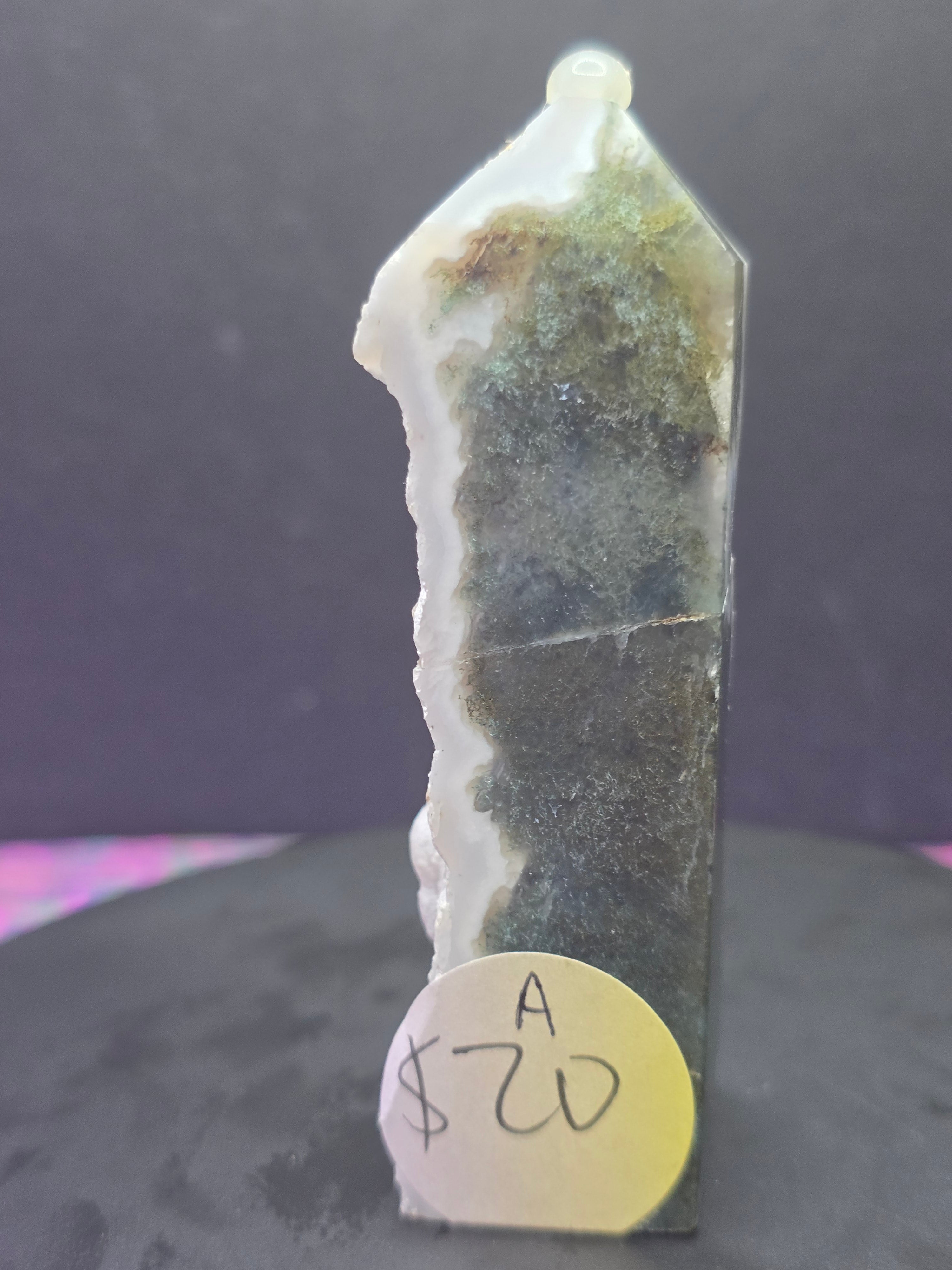 Moss Agate with Druzy Chalcedony Tower A