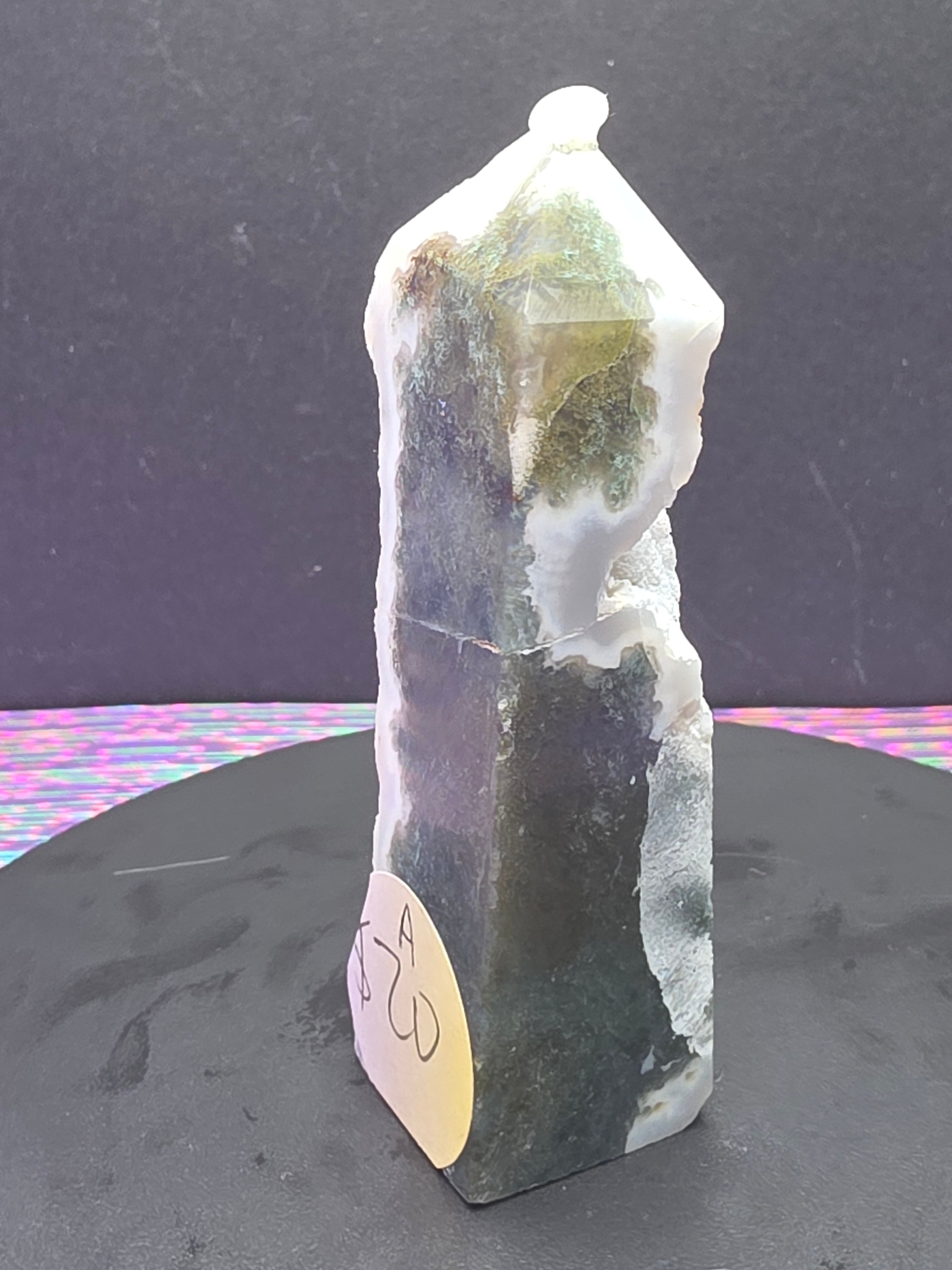 Moss Agate with Druzy Chalcedony Tower A