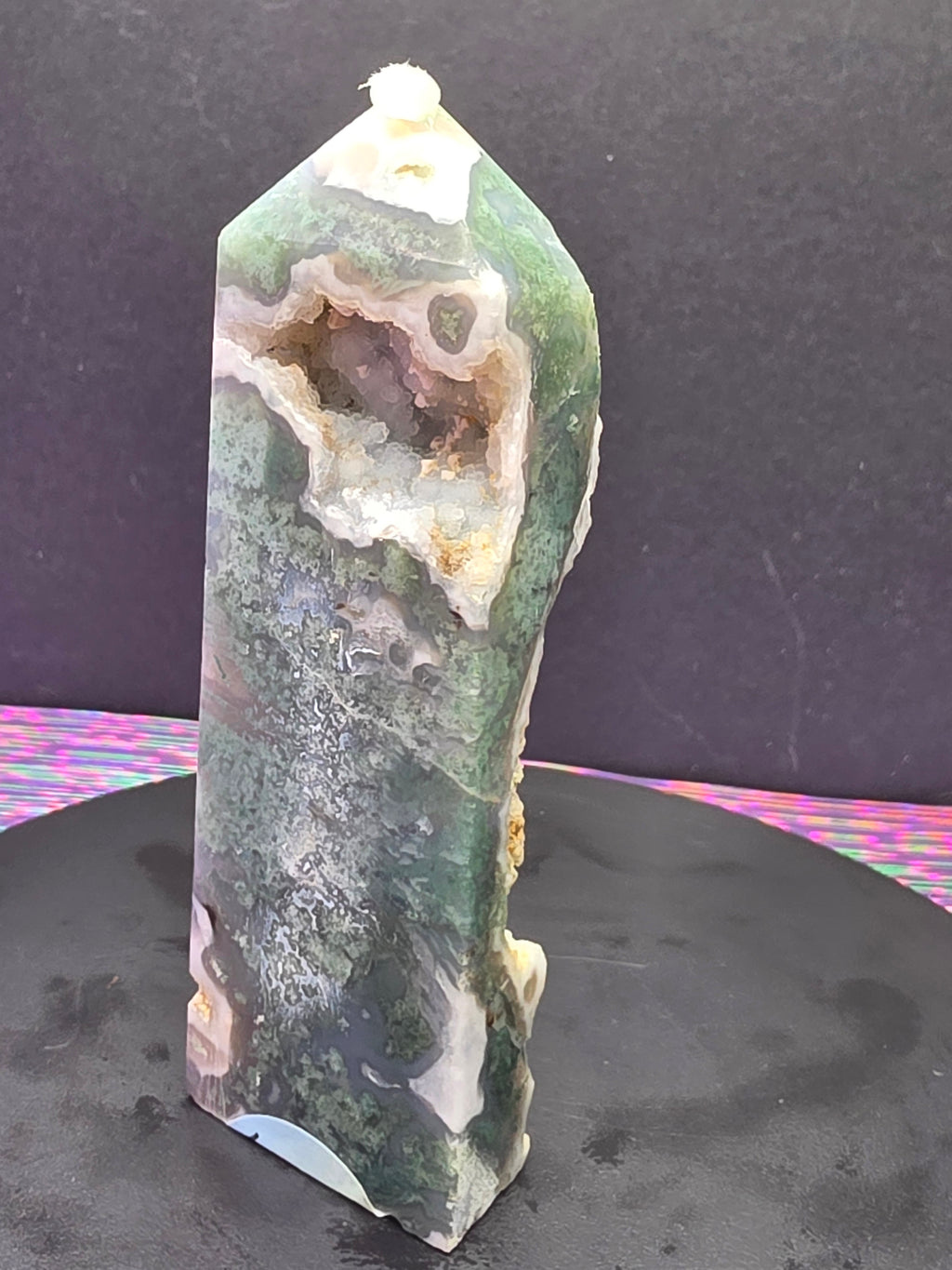 Moss Agate with Druzy Chalcedony Tower B