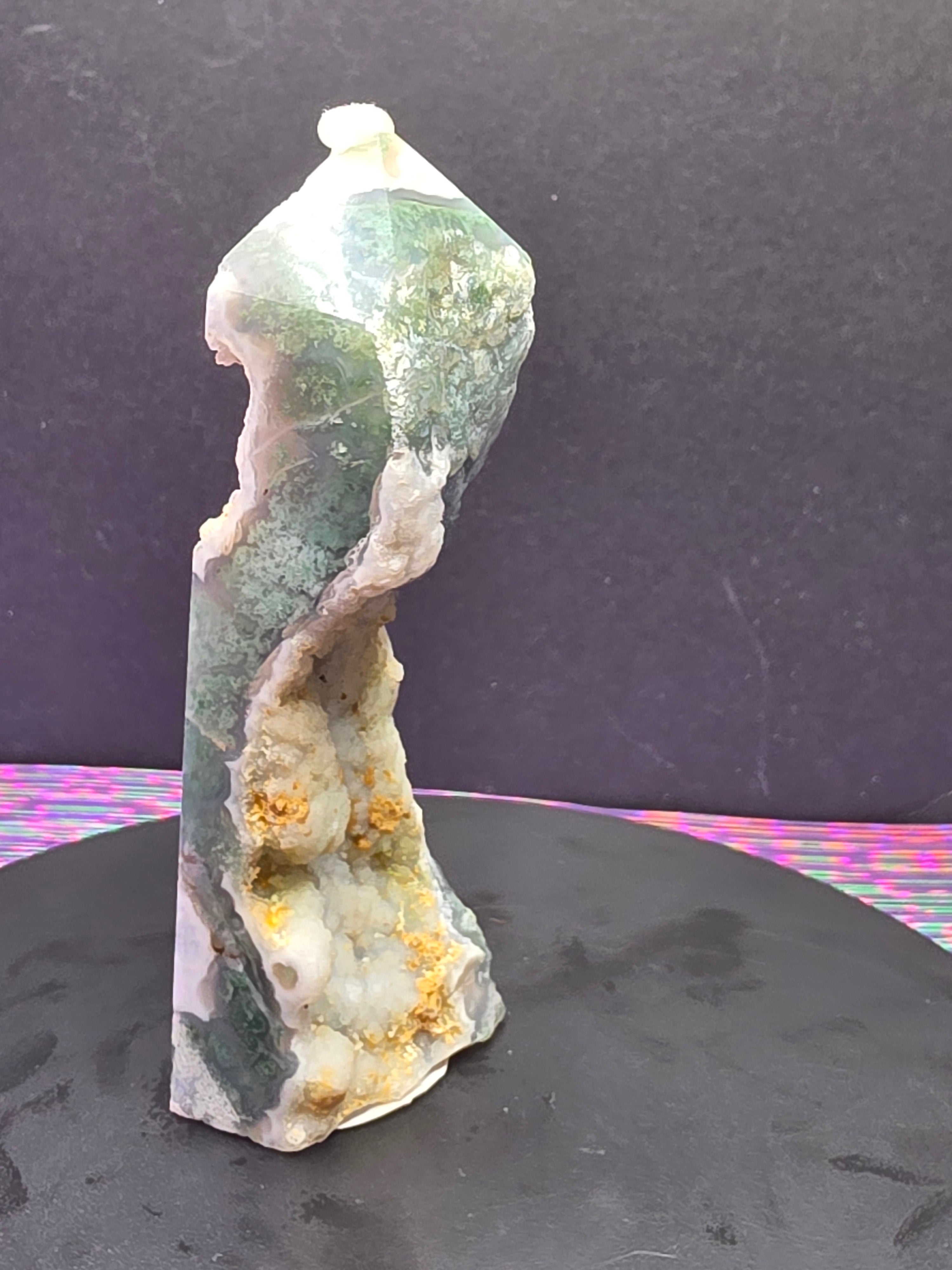 Moss Agate with Druzy Chalcedony Tower B