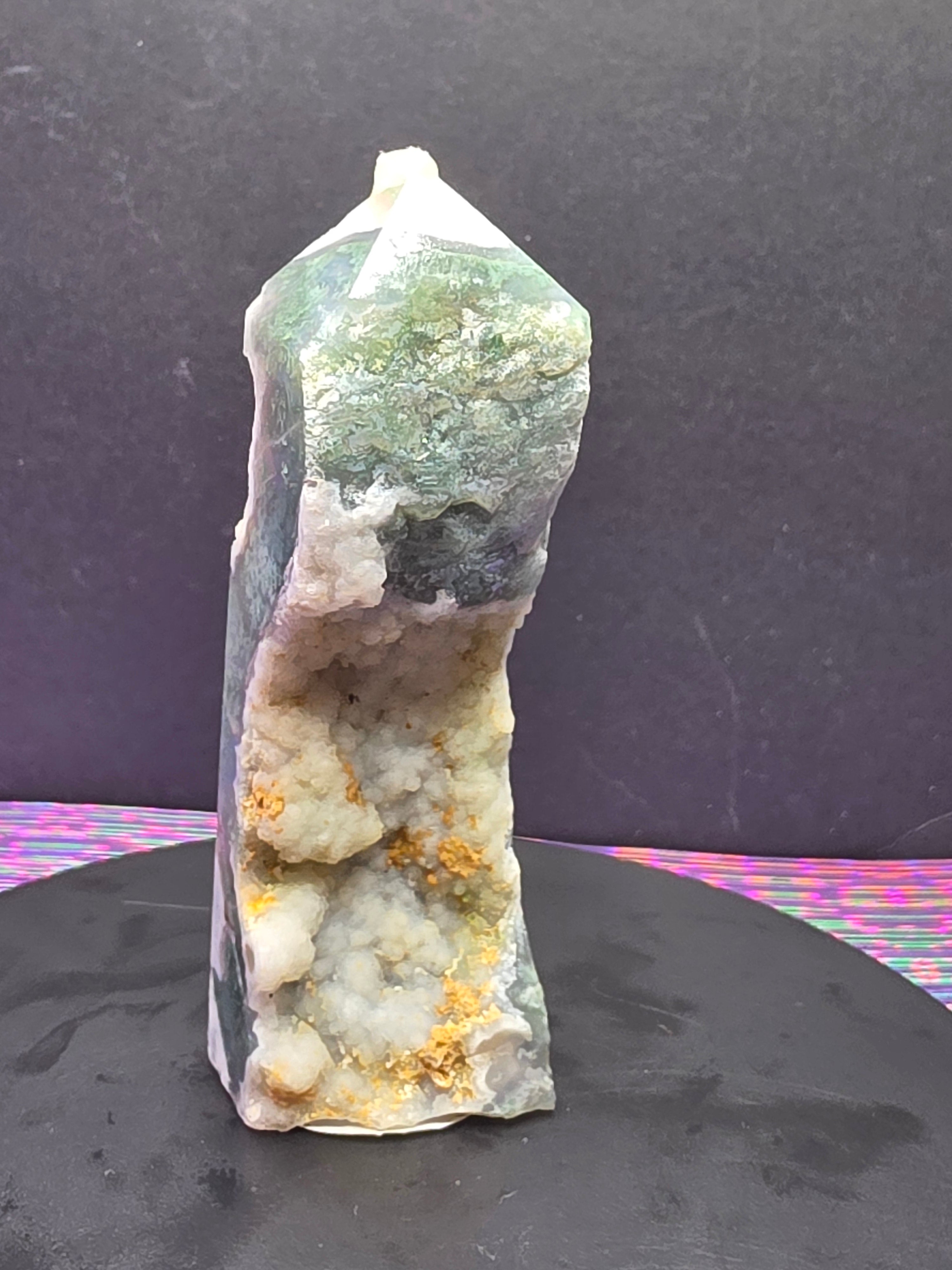 Moss Agate with Druzy Chalcedony Tower B