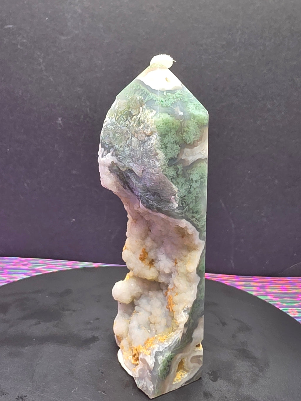 Moss Agate with Druzy Chalcedony Tower B