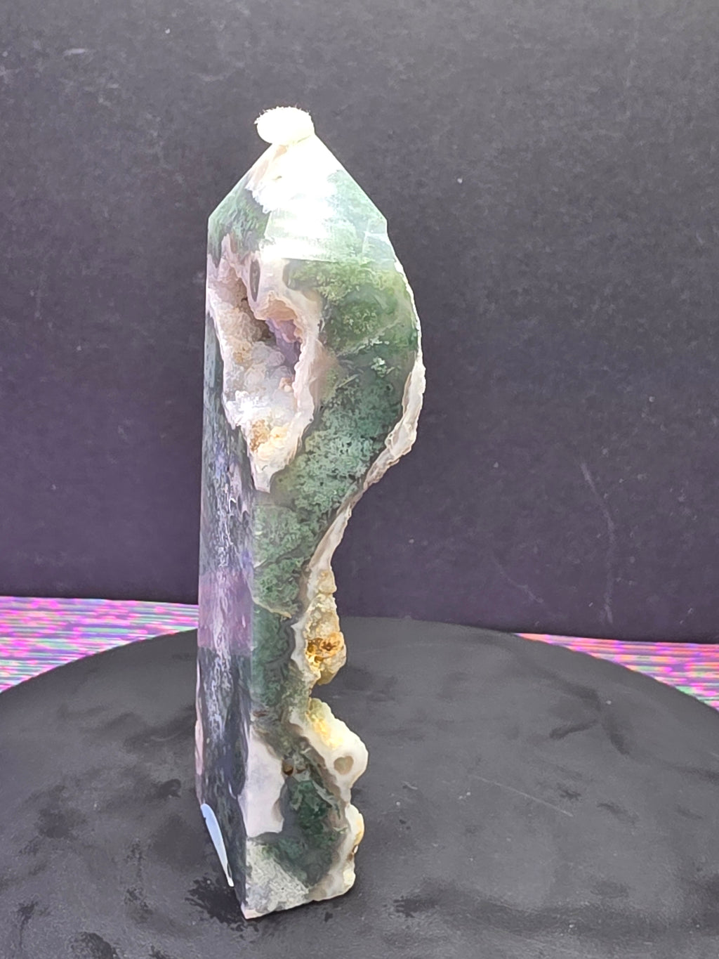 Moss Agate with Druzy Chalcedony Tower B