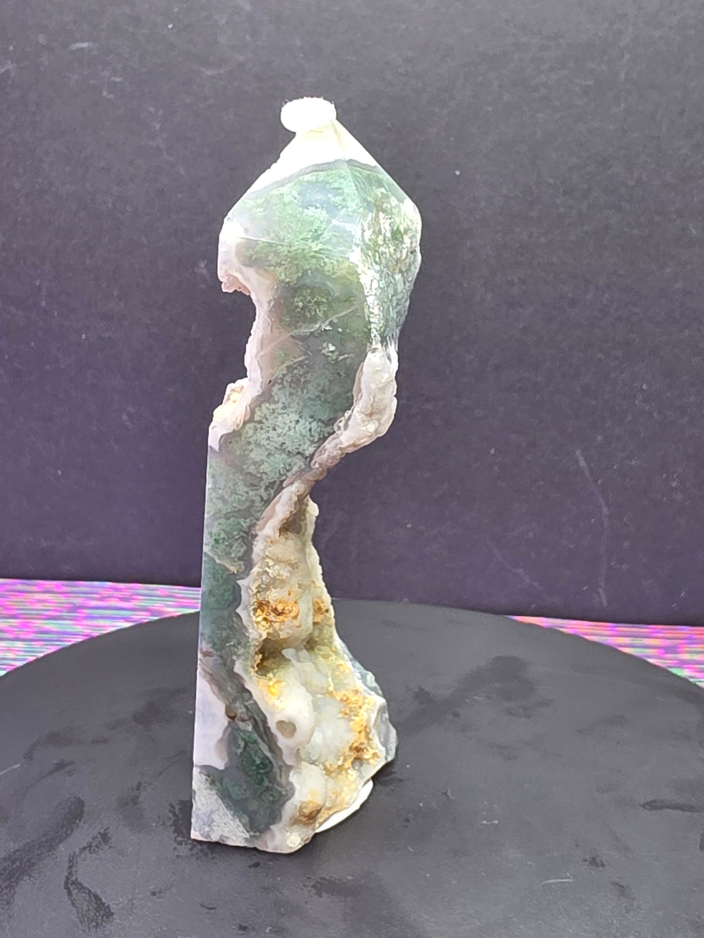 Moss Agate with Druzy Chalcedony Tower B