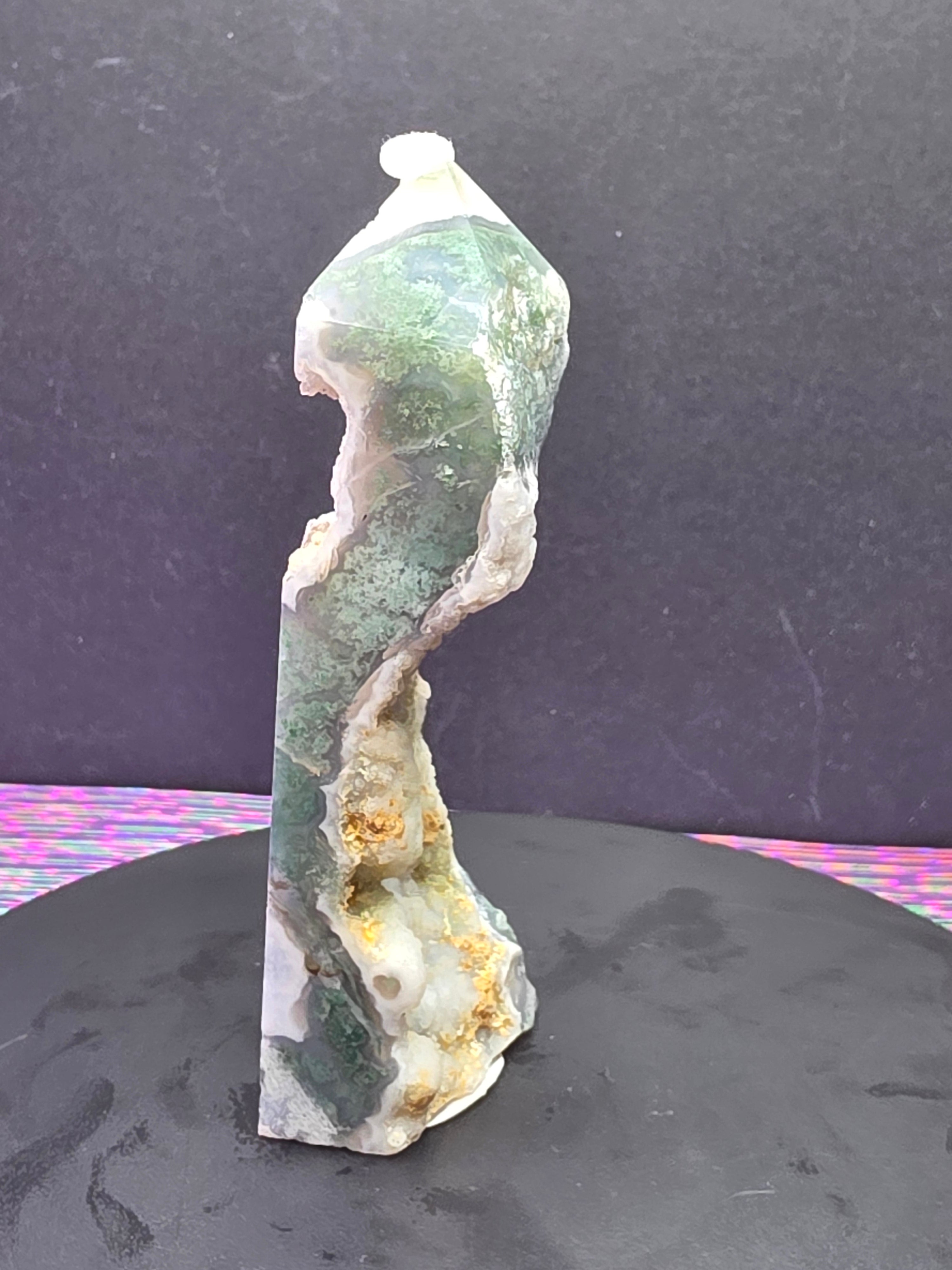 Moss Agate with Druzy Chalcedony Tower B