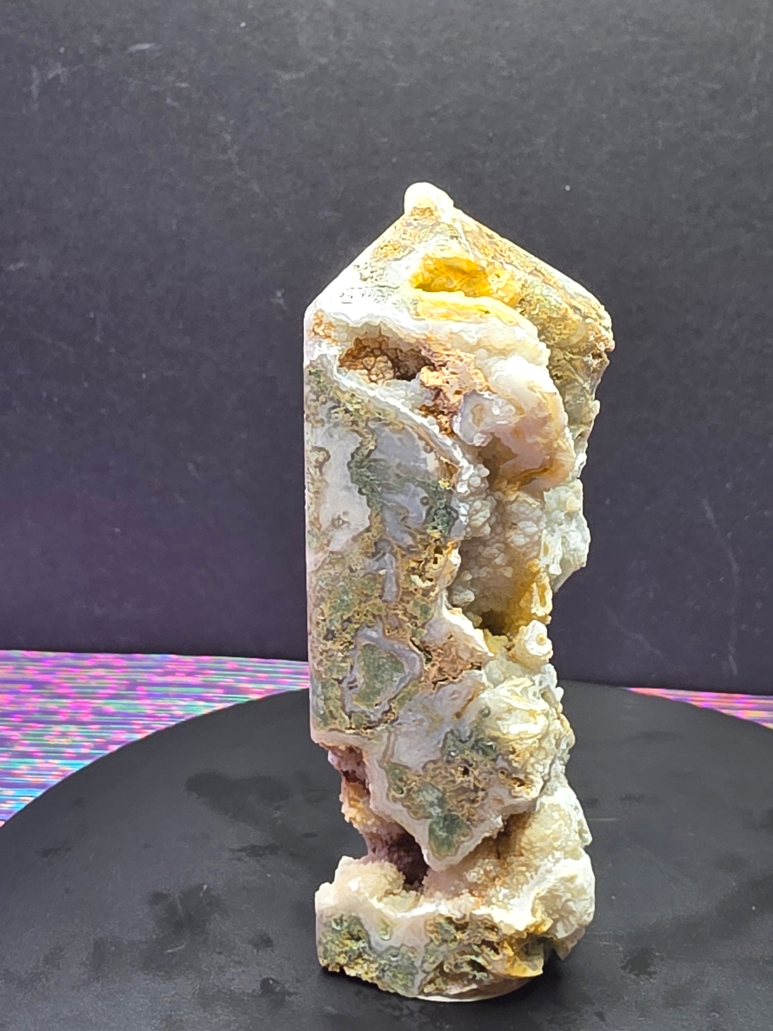 Moss Agate with Druzy Chalcedony Tower C
