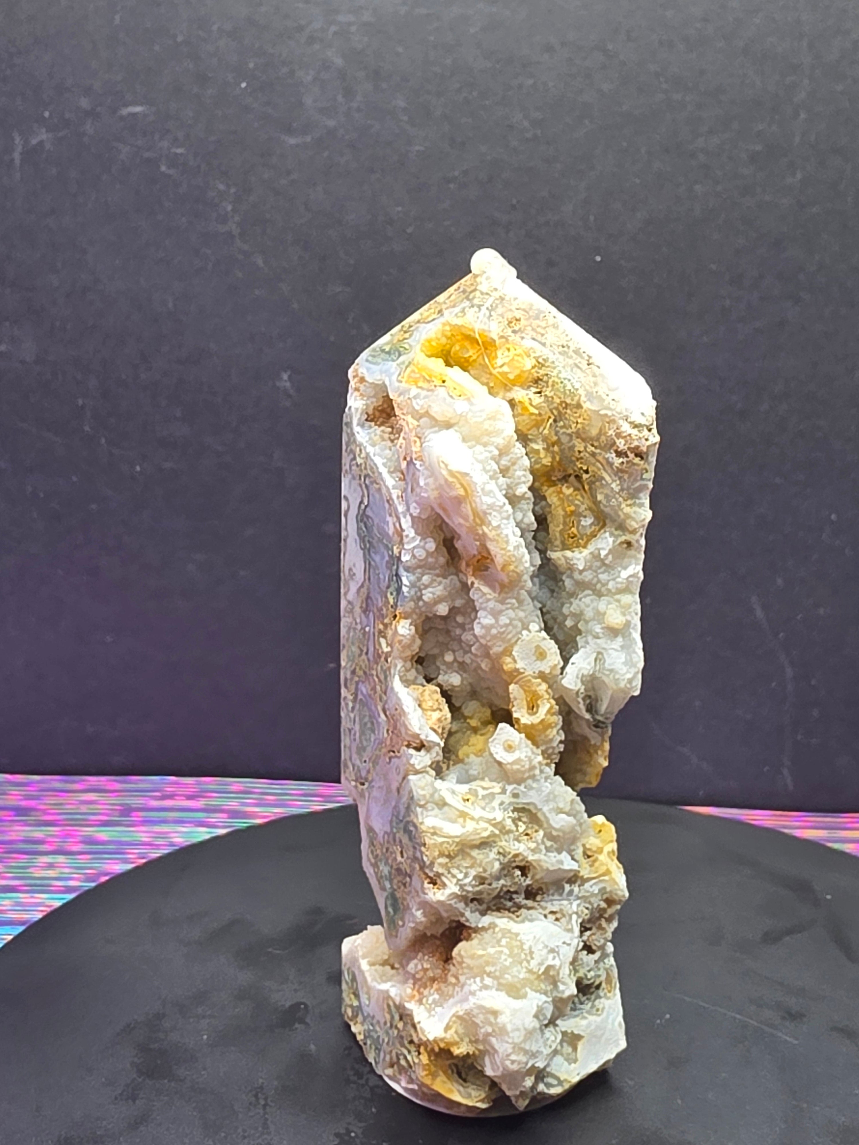 Moss Agate with Druzy Chalcedony Tower C
