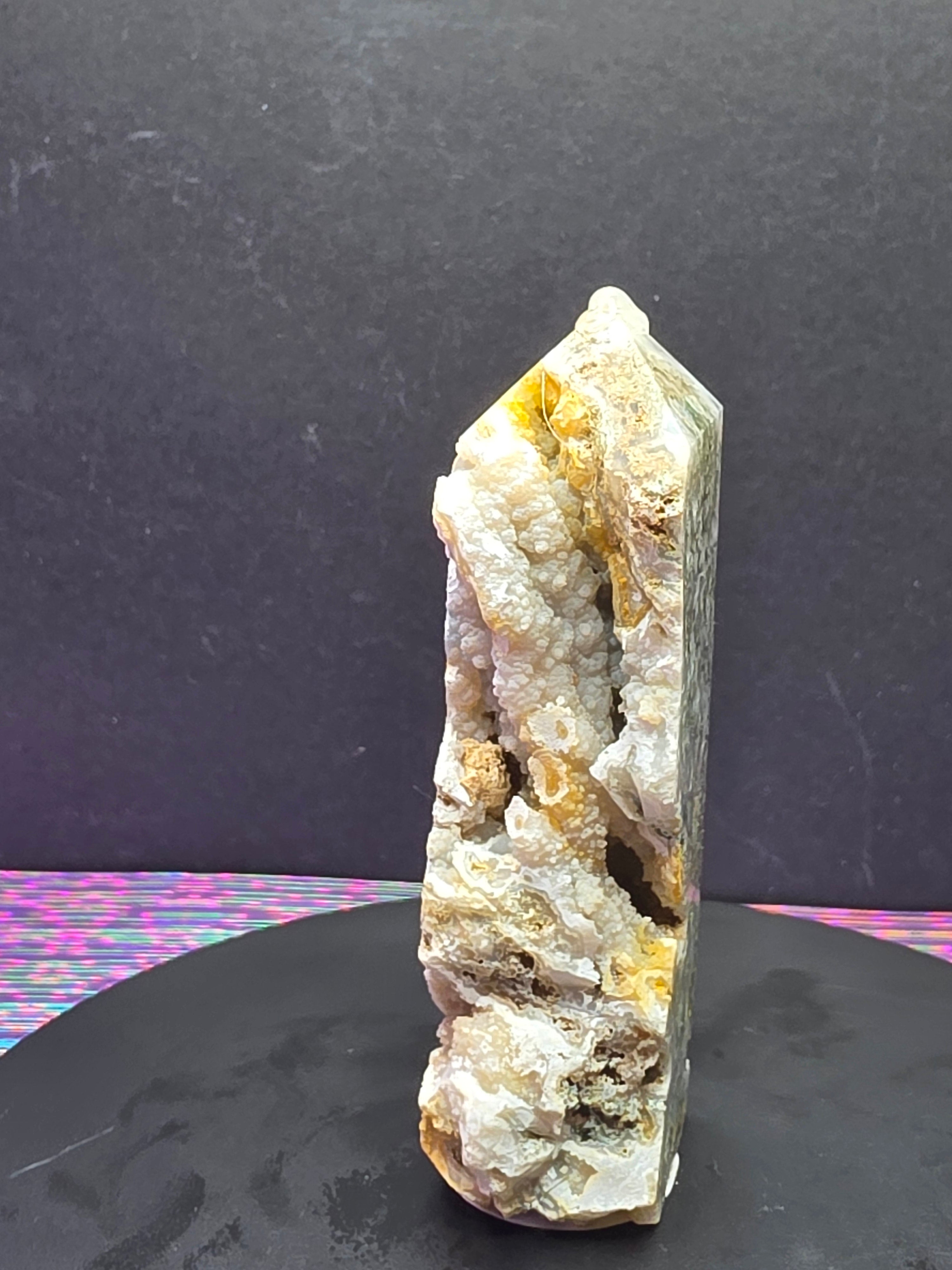 Moss Agate with Druzy Chalcedony Tower C