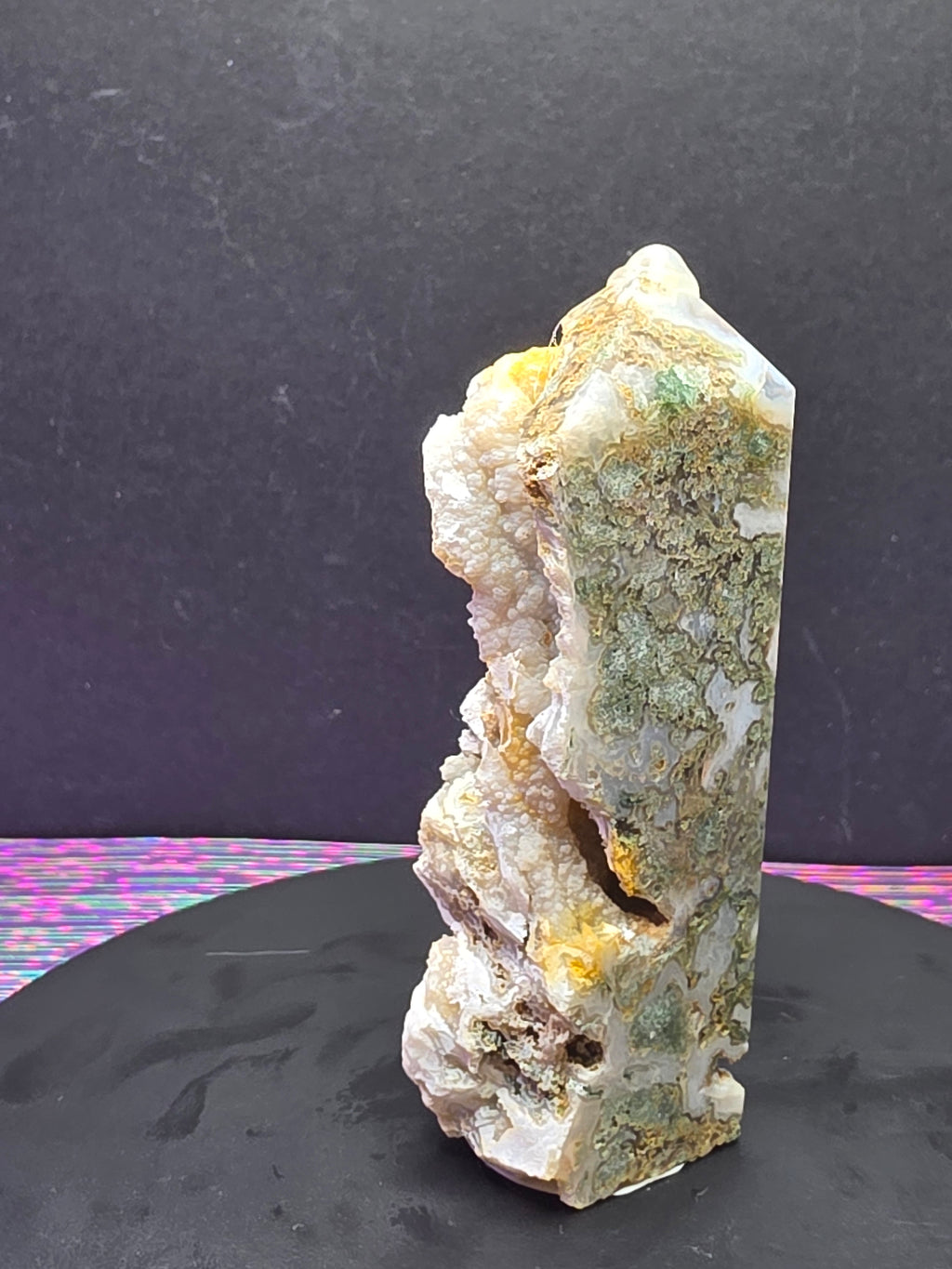Moss Agate with Druzy Chalcedony Tower C