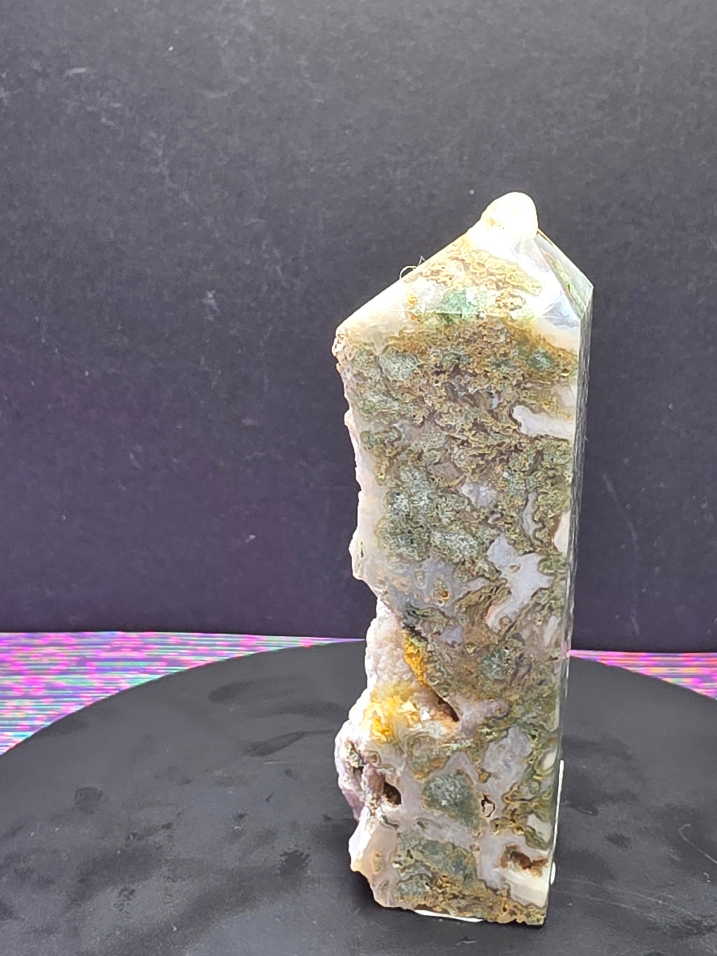 Moss Agate with Druzy Chalcedony Tower C