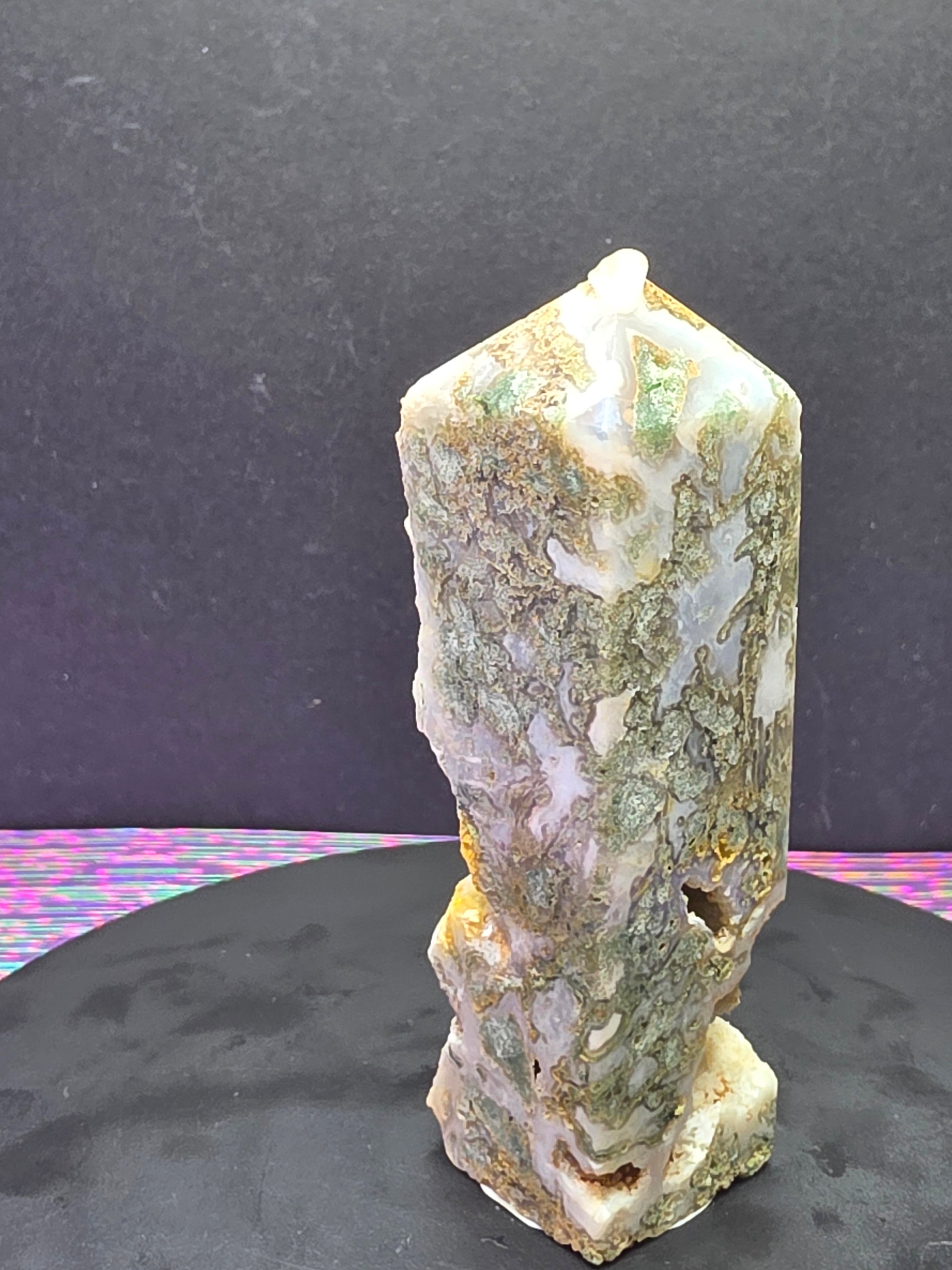 Moss Agate with Druzy Chalcedony Tower C