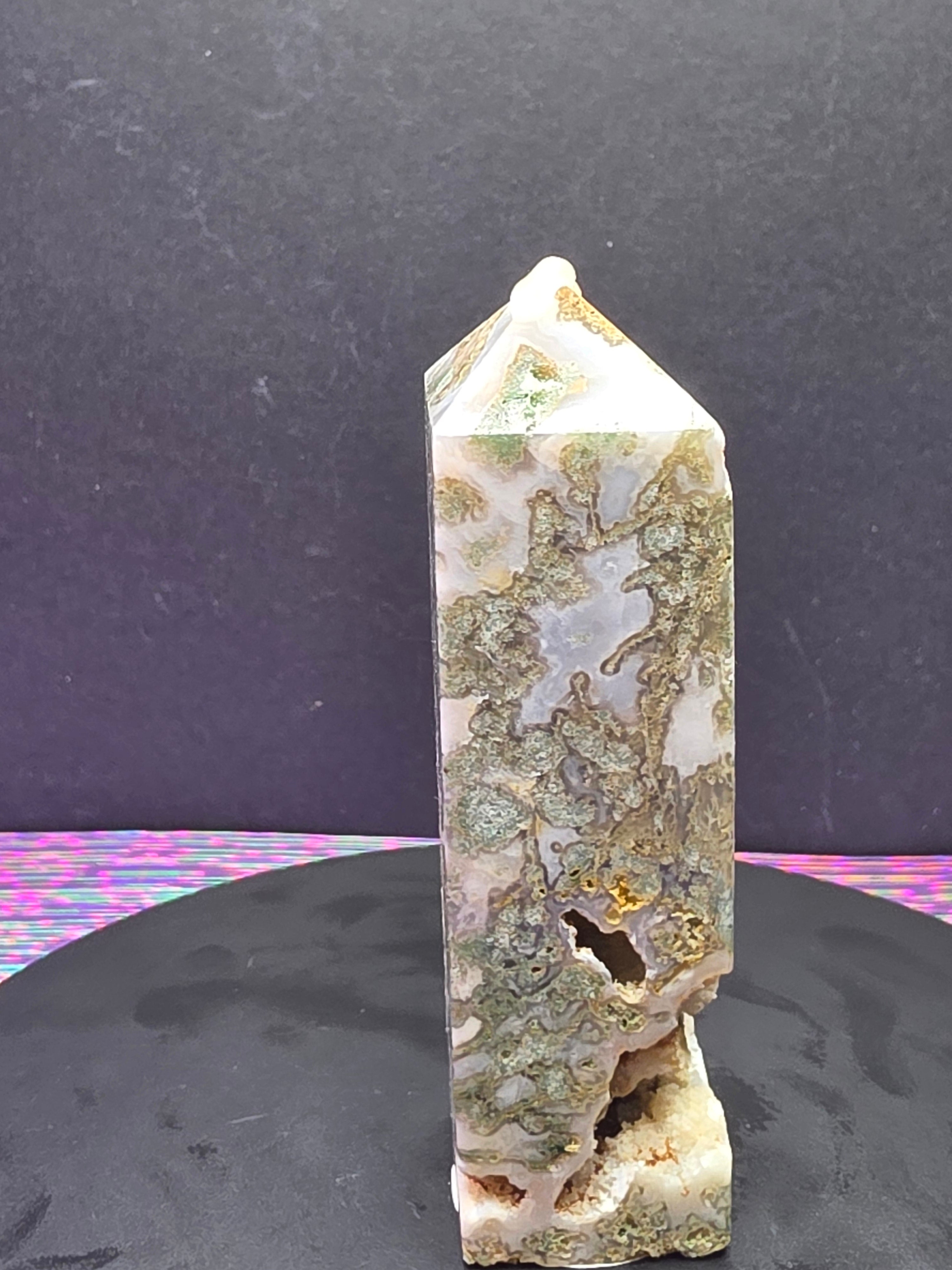 Moss Agate with Druzy Chalcedony Tower C