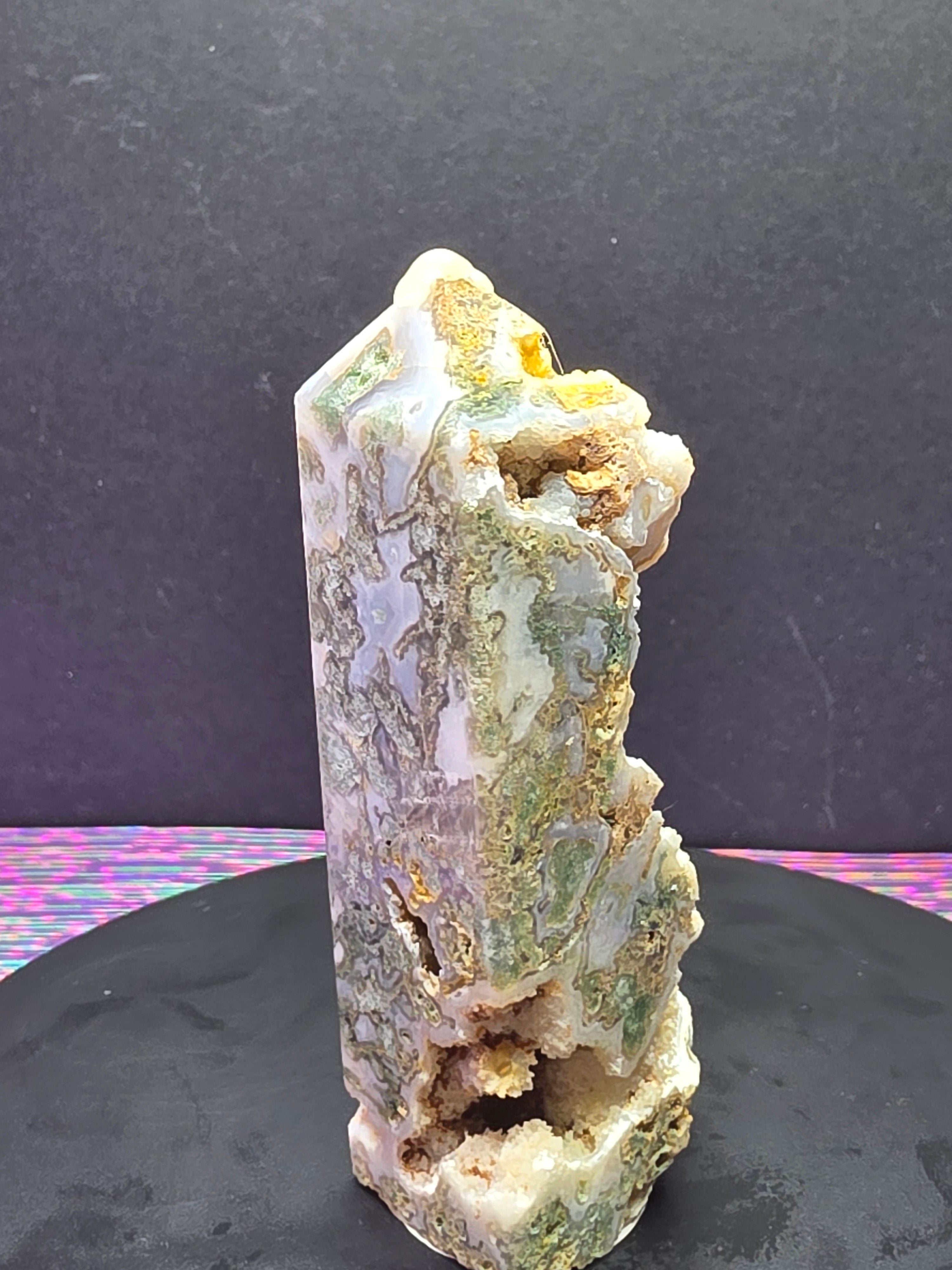 Moss Agate with Druzy Chalcedony Tower C