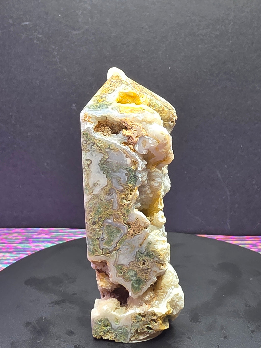 Moss Agate with Druzy Chalcedony Tower C