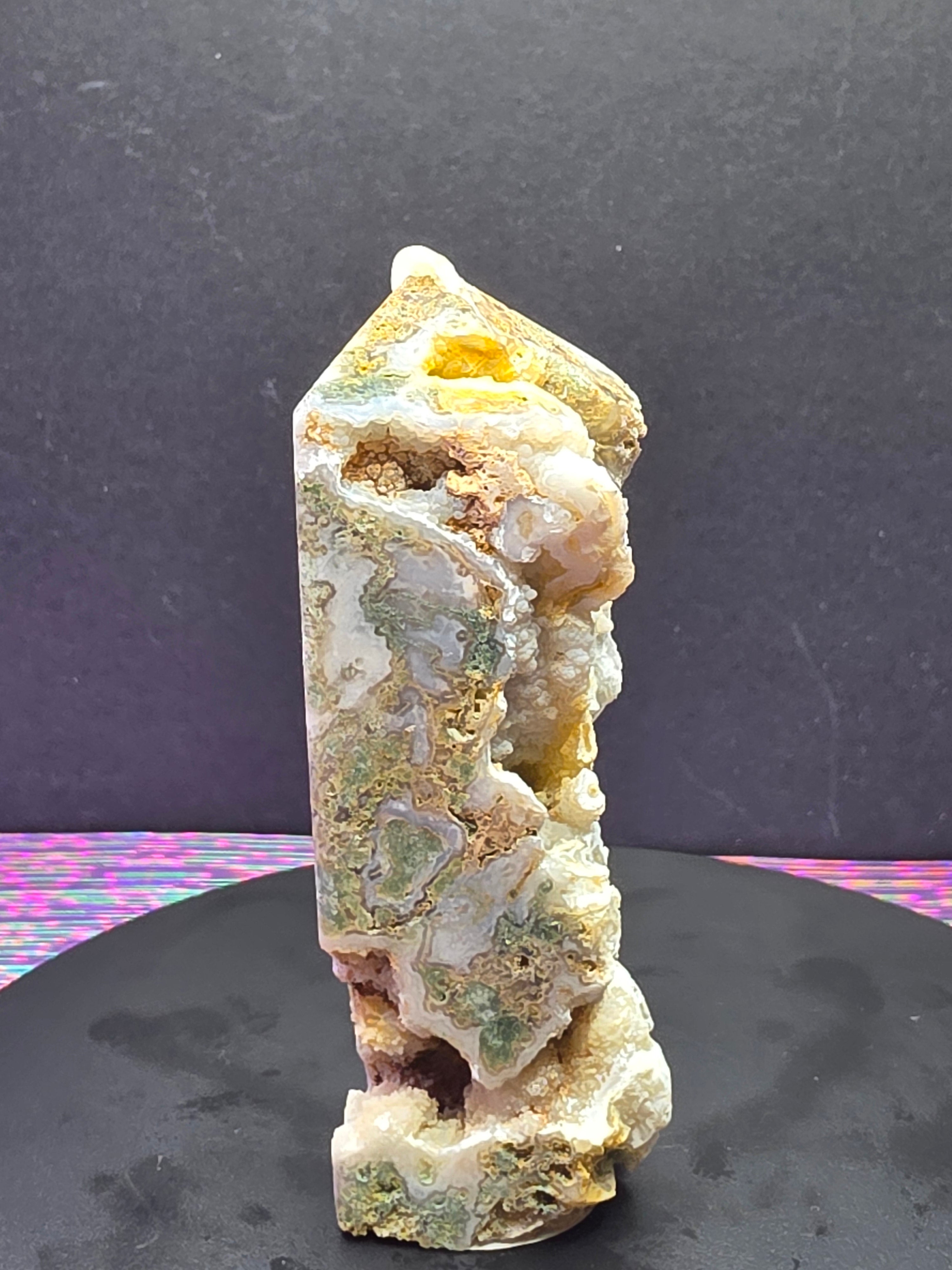 Moss Agate with Druzy Chalcedony Tower C