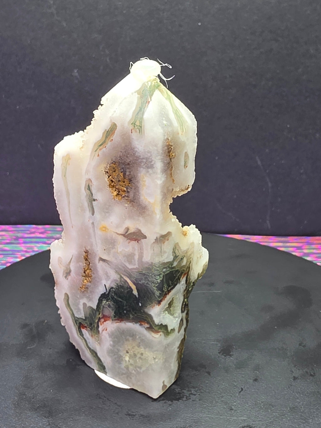 Moss Agate with Druzy Chalcedony Tower D