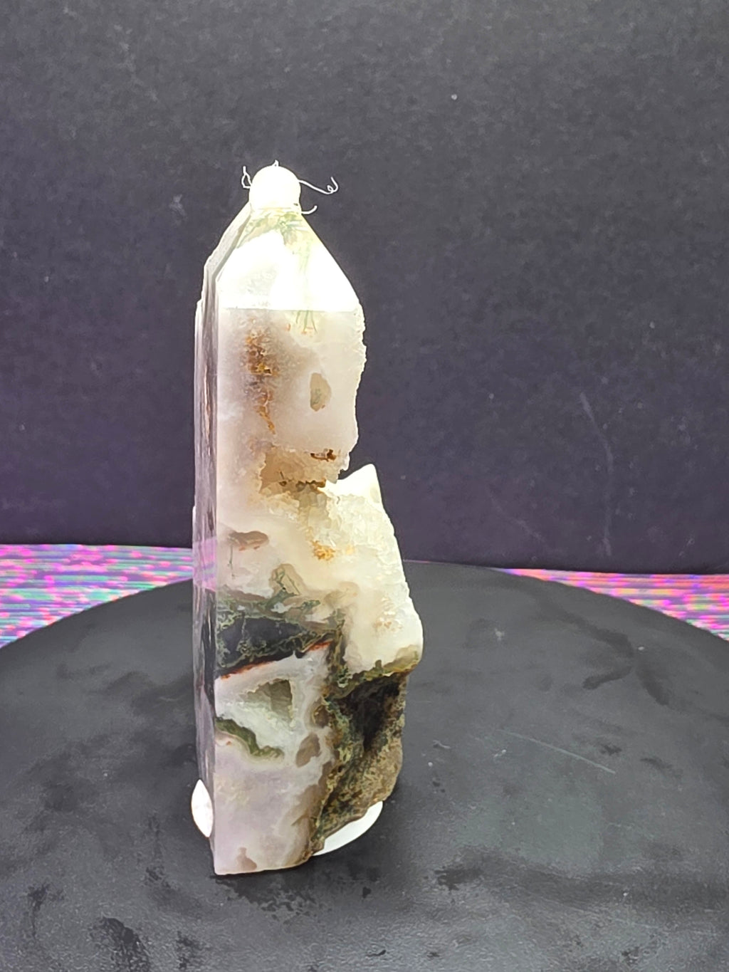 Moss Agate with Druzy Chalcedony Tower D
