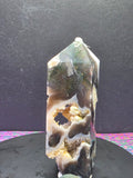 Moss Agate with Druzy Chalcedony Tower E
