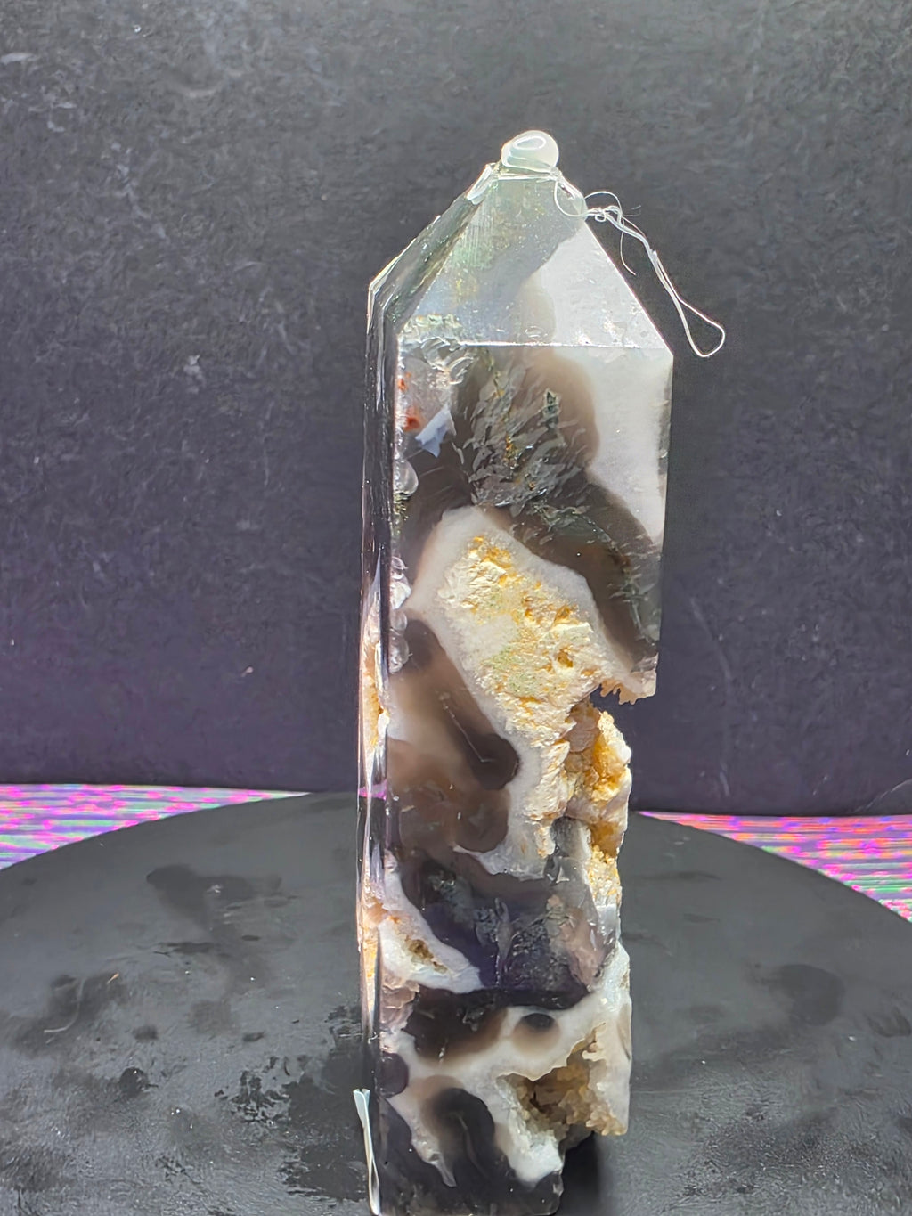 Moss Agate with Druzy Chalcedony Tower E