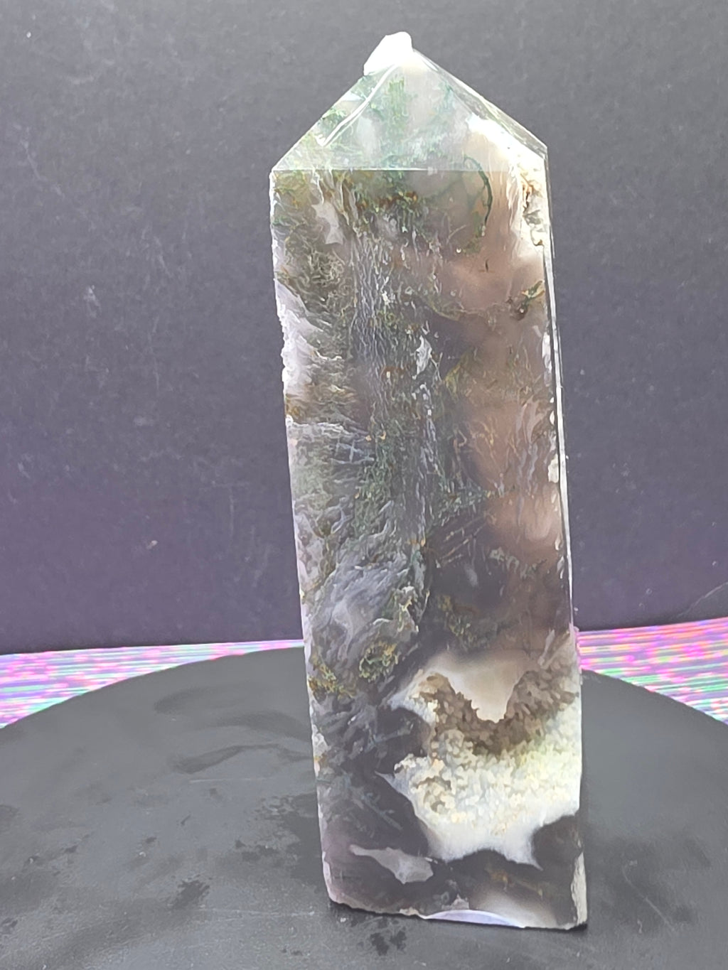 Moss Agate Druzy Chalcedony Tower F