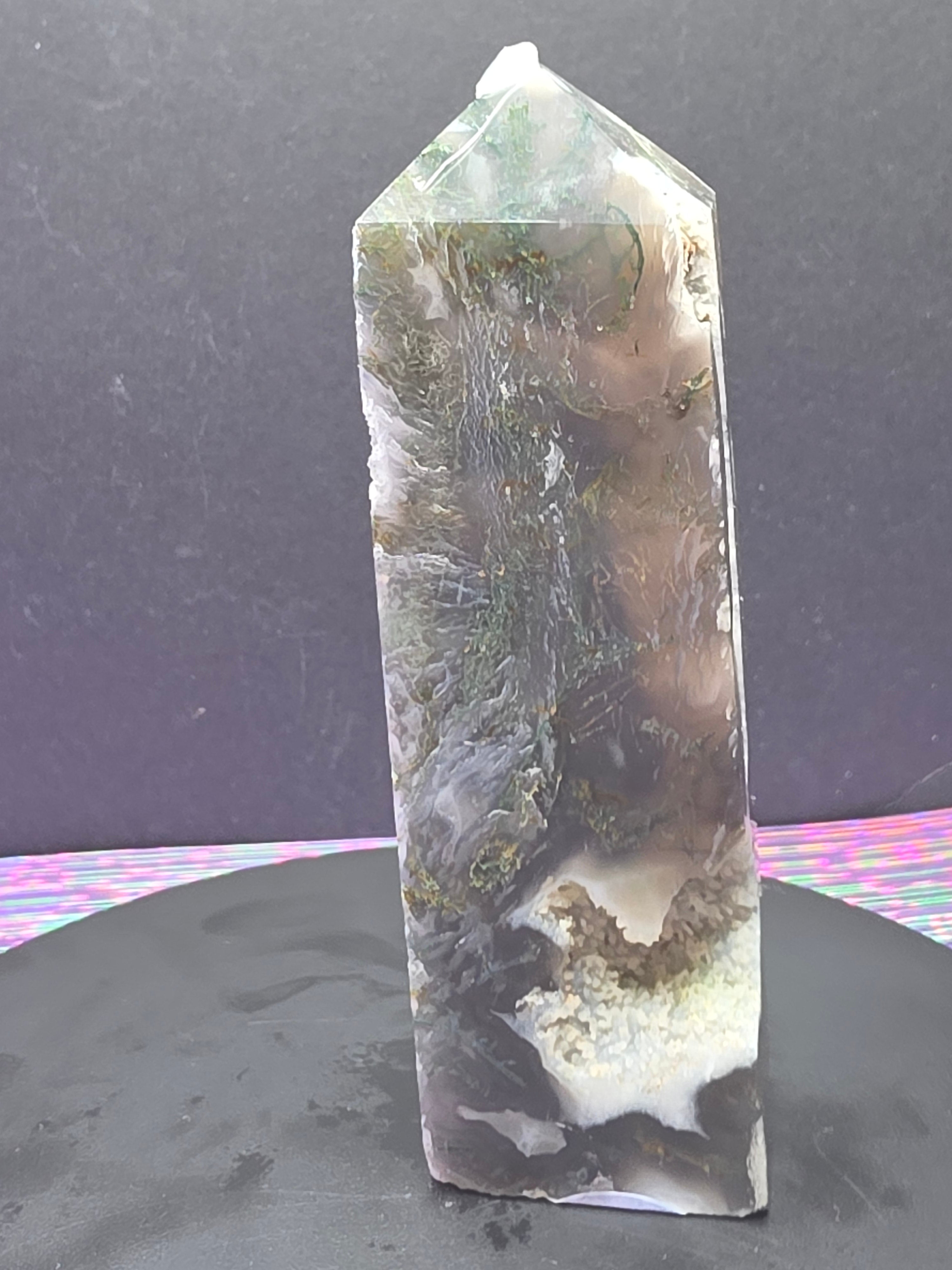 Moss Agate Druzy Chalcedony Tower F