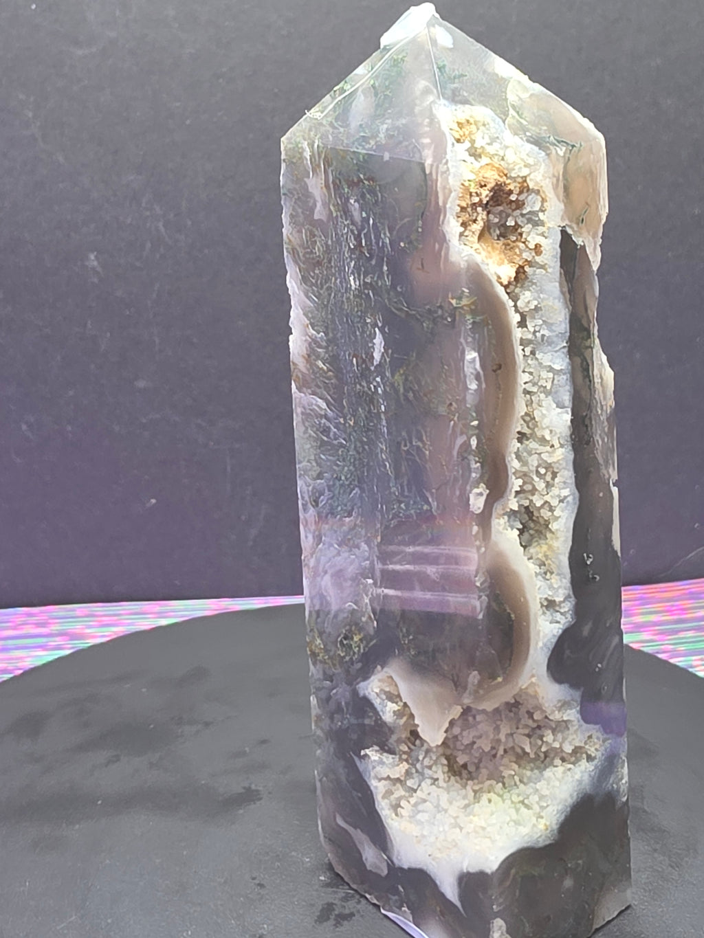 Moss Agate Druzy Chalcedony Tower F