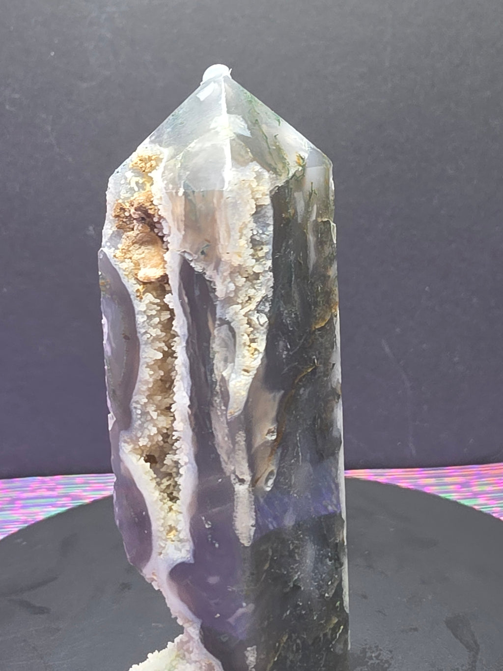 Moss Agate Druzy Chalcedony Tower F