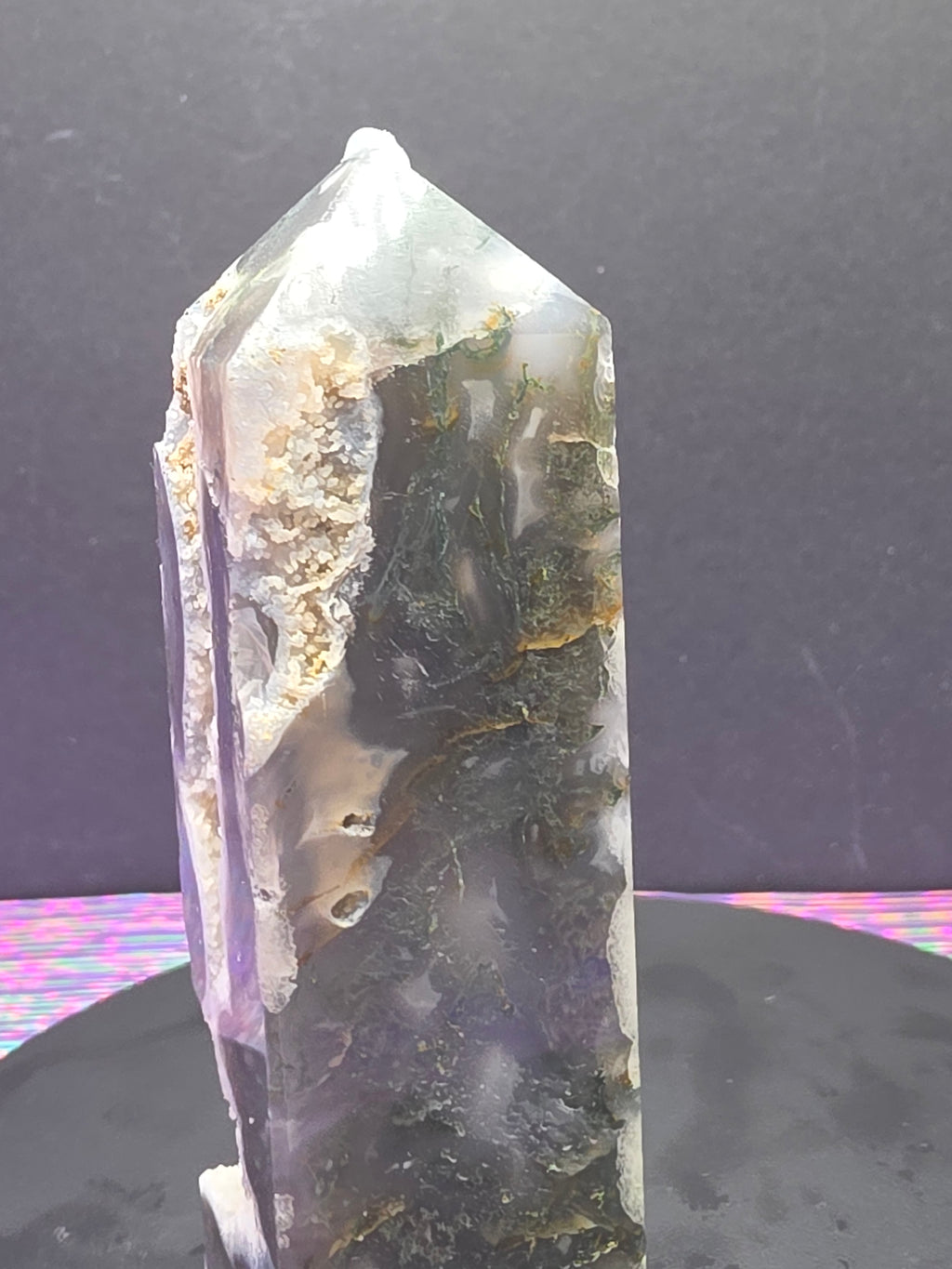 Moss Agate Druzy Chalcedony Tower F