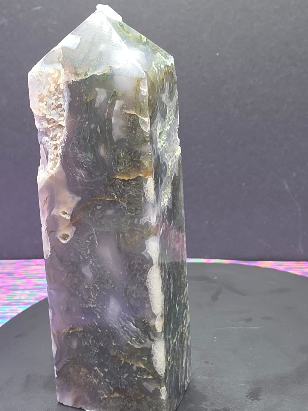 Moss Agate Druzy Chalcedony Tower F