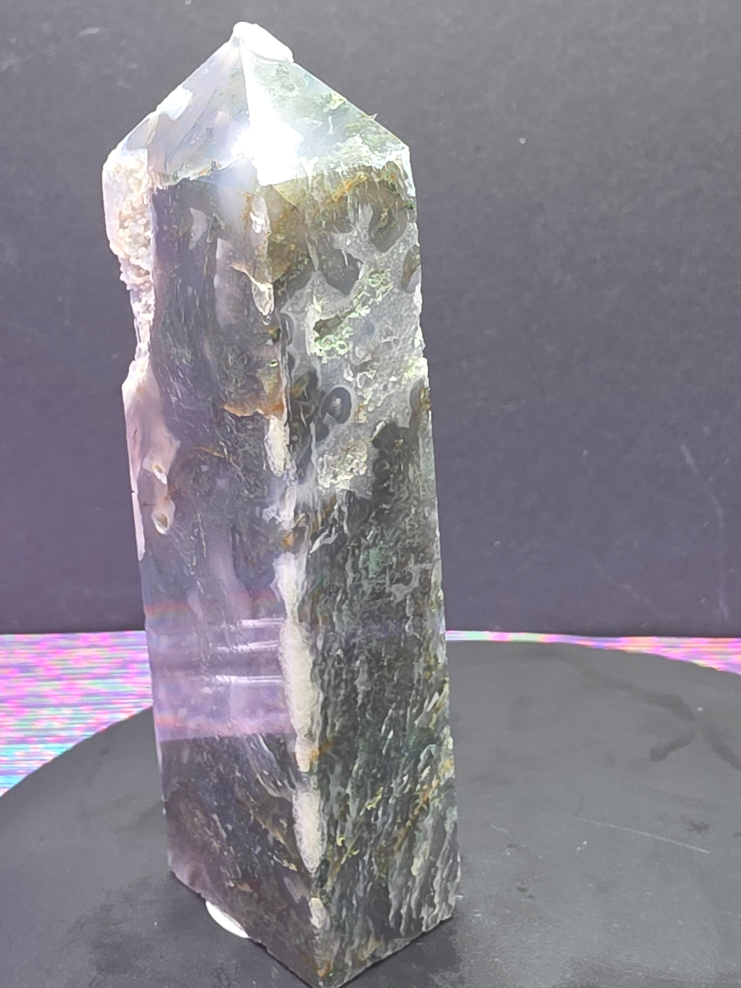 Moss Agate Druzy Chalcedony Tower F