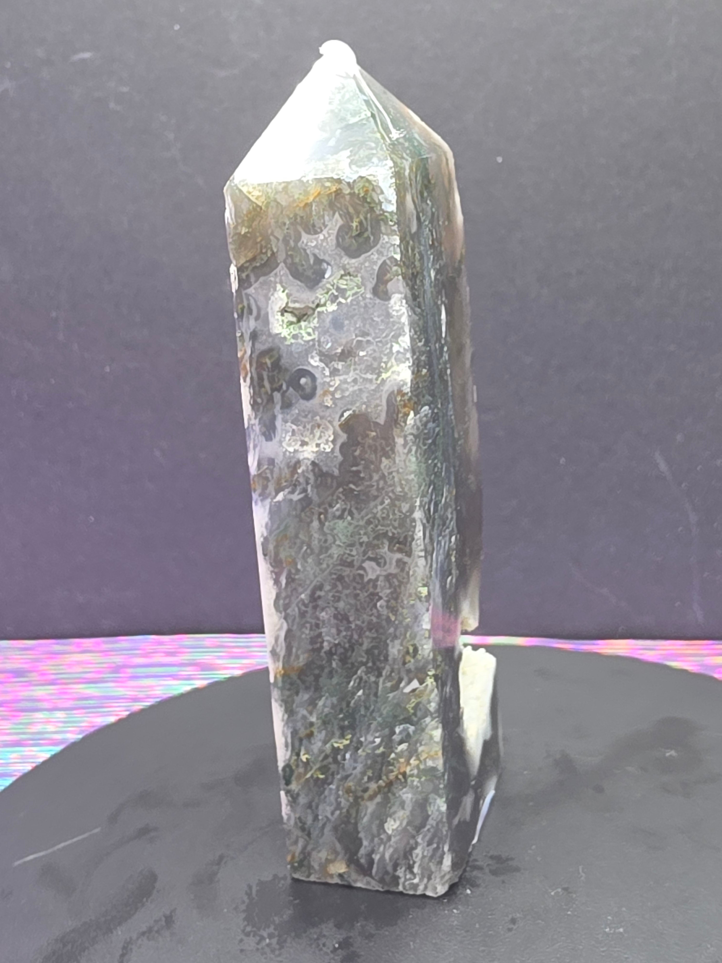 Moss Agate Druzy Chalcedony Tower F
