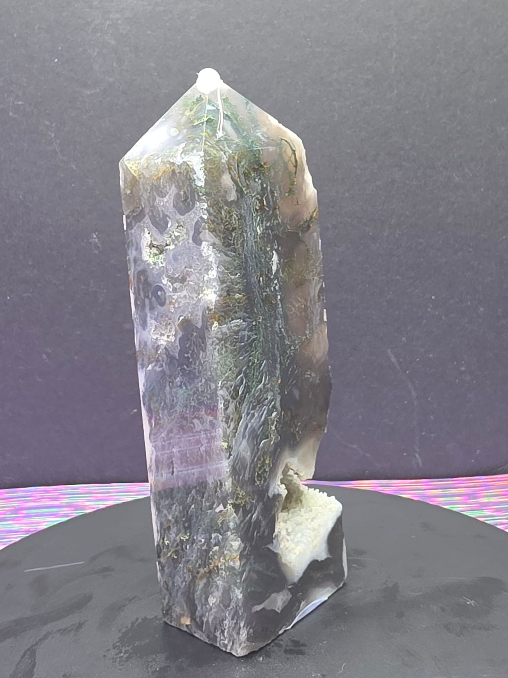 Moss Agate Druzy Chalcedony Tower F