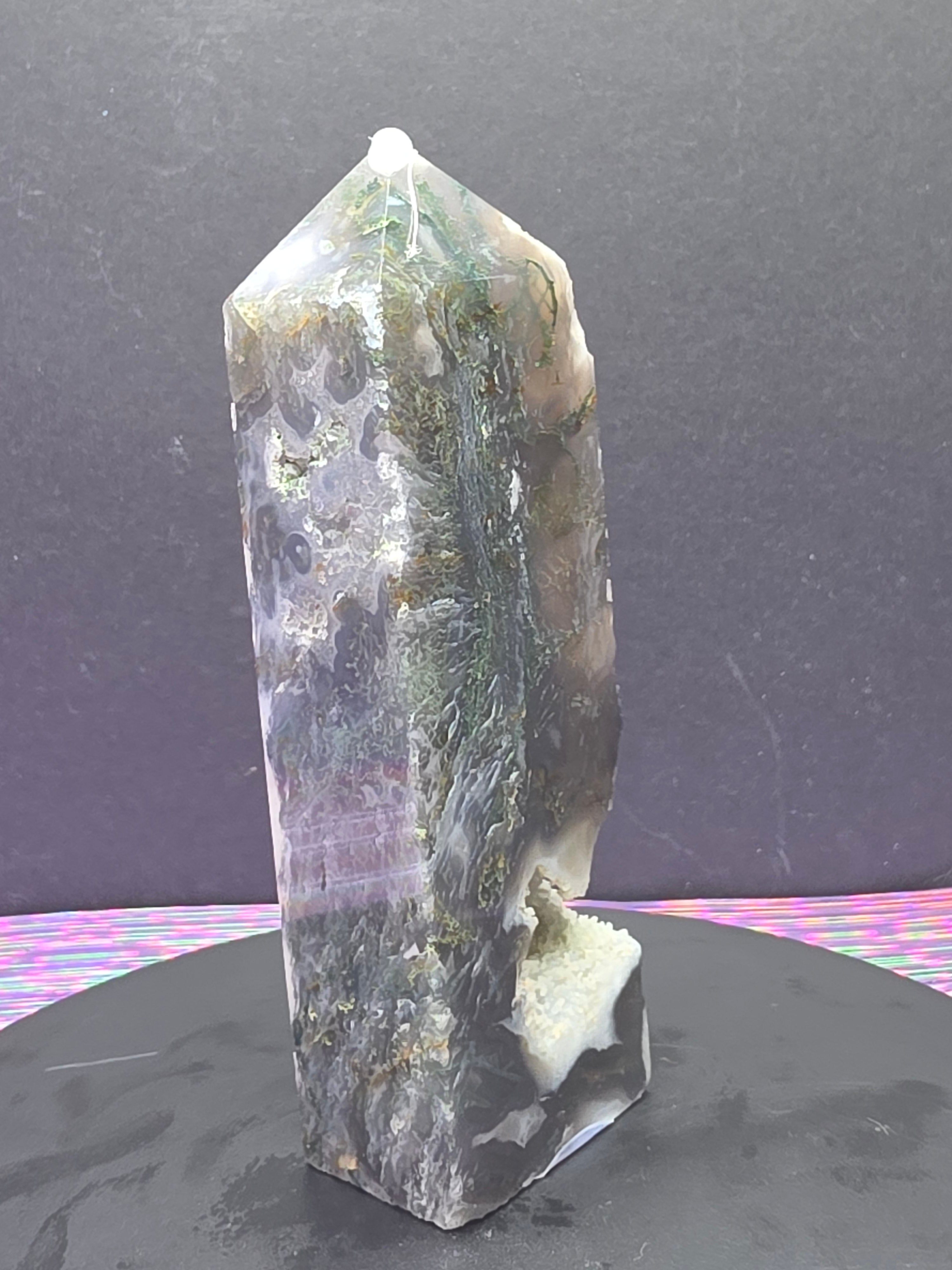 Moss Agate Druzy Chalcedony Tower F
