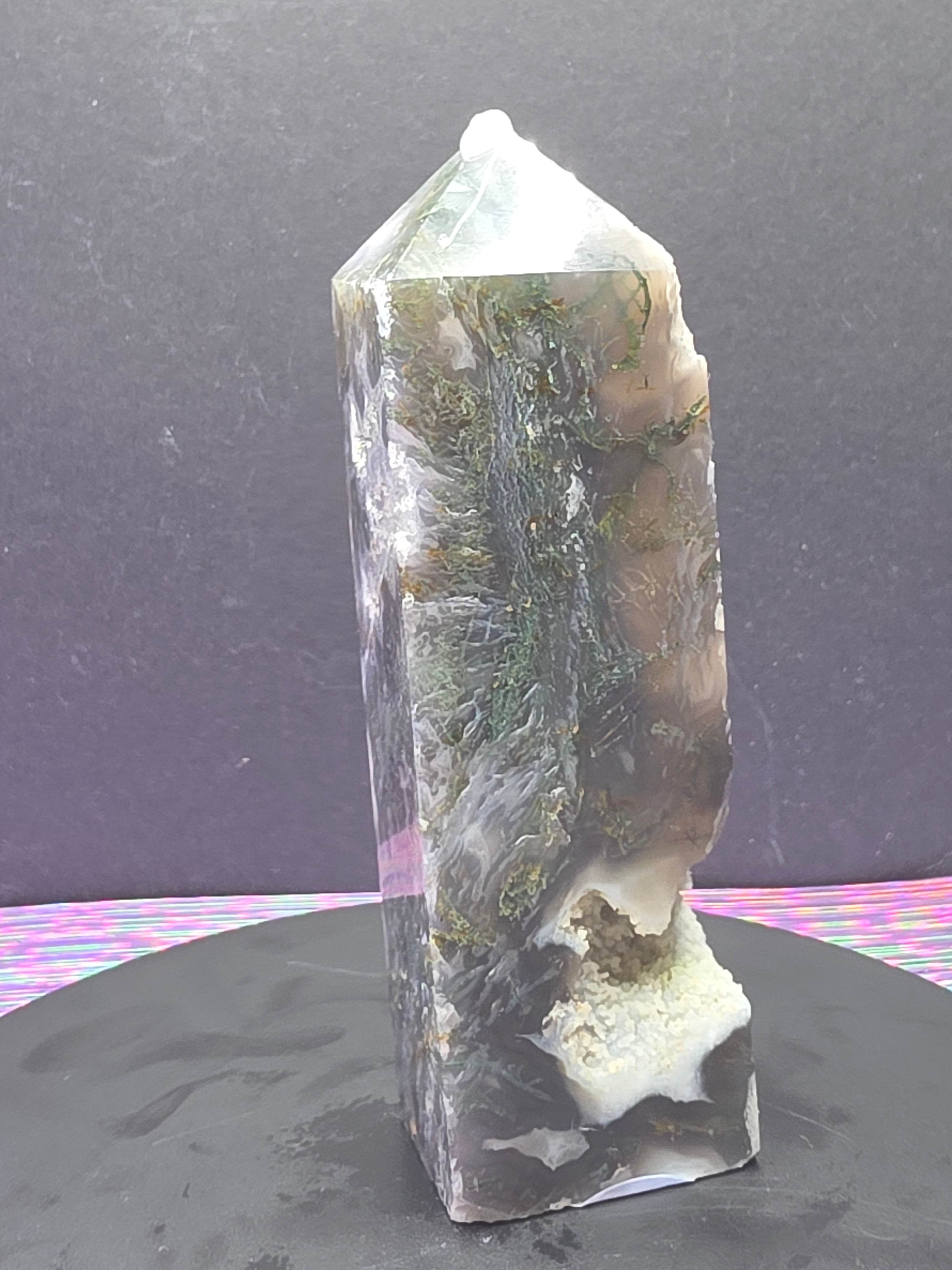 Moss Agate Druzy Chalcedony Tower F