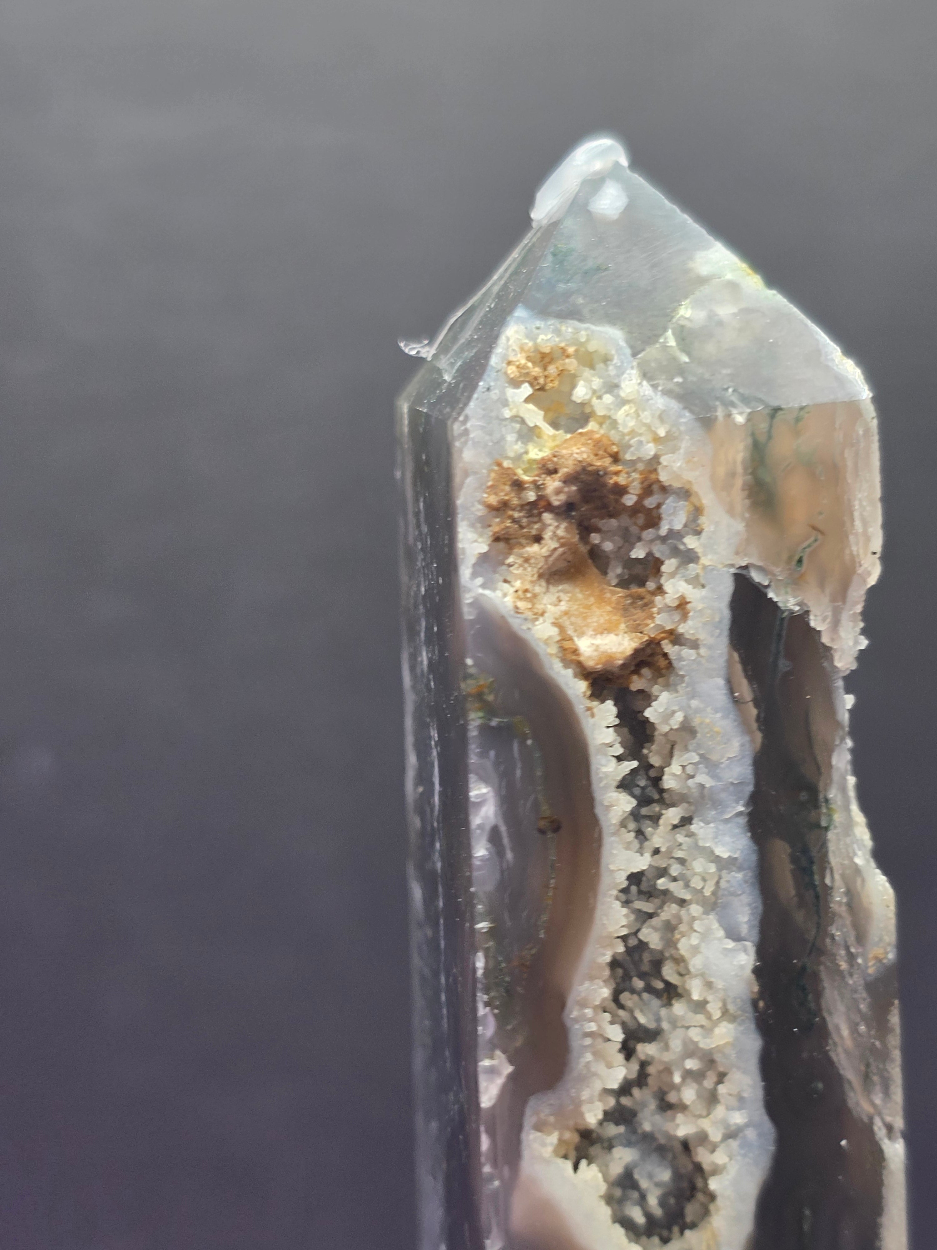 Moss Agate Druzy Chalcedony Tower F
