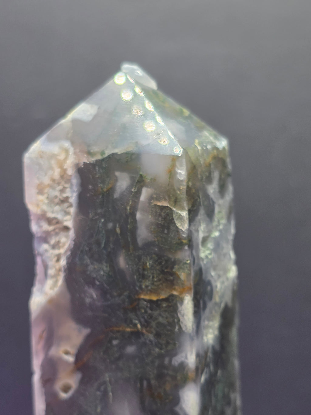 Moss Agate Druzy Chalcedony Tower F