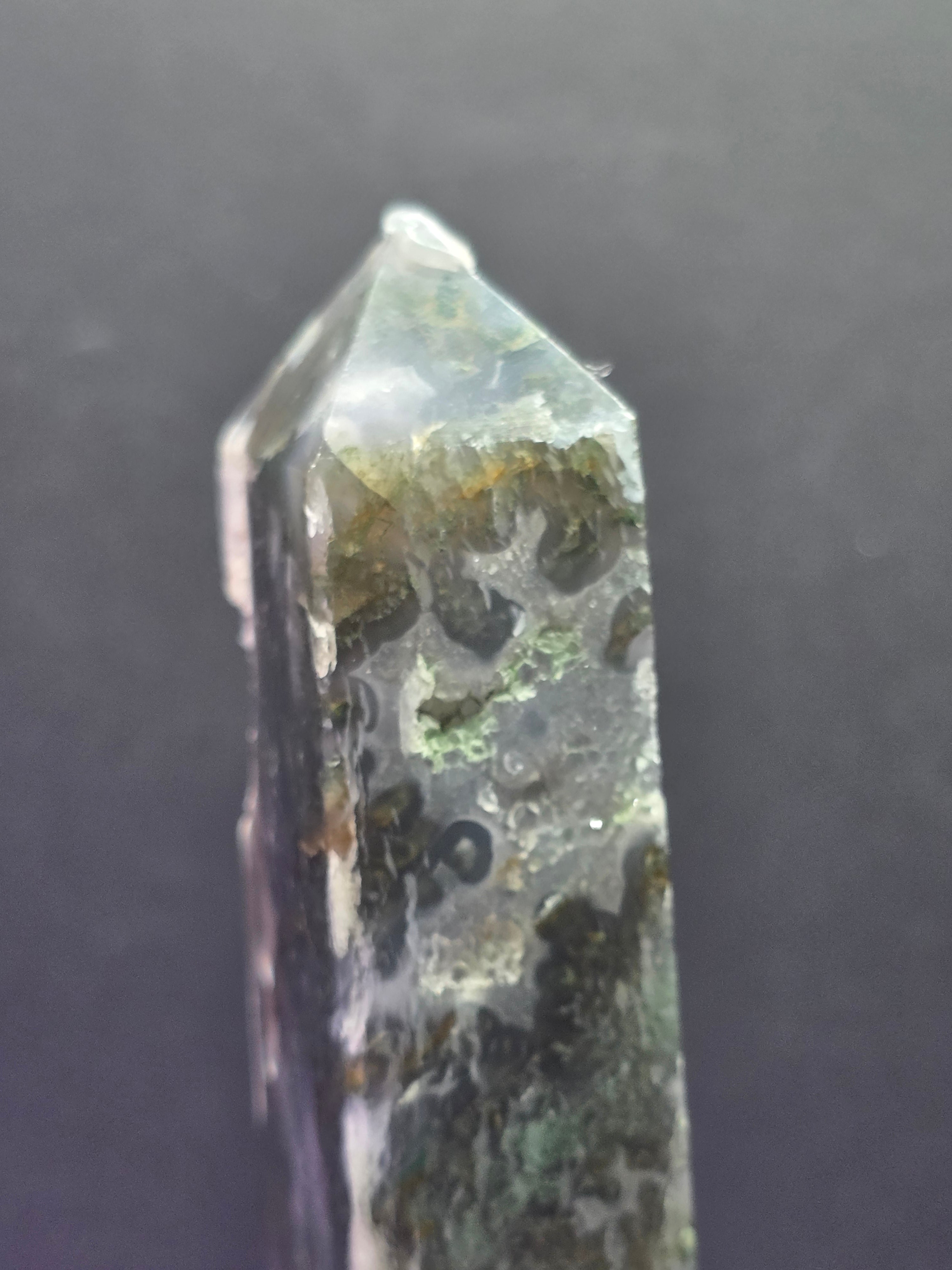 Moss Agate Druzy Chalcedony Tower F